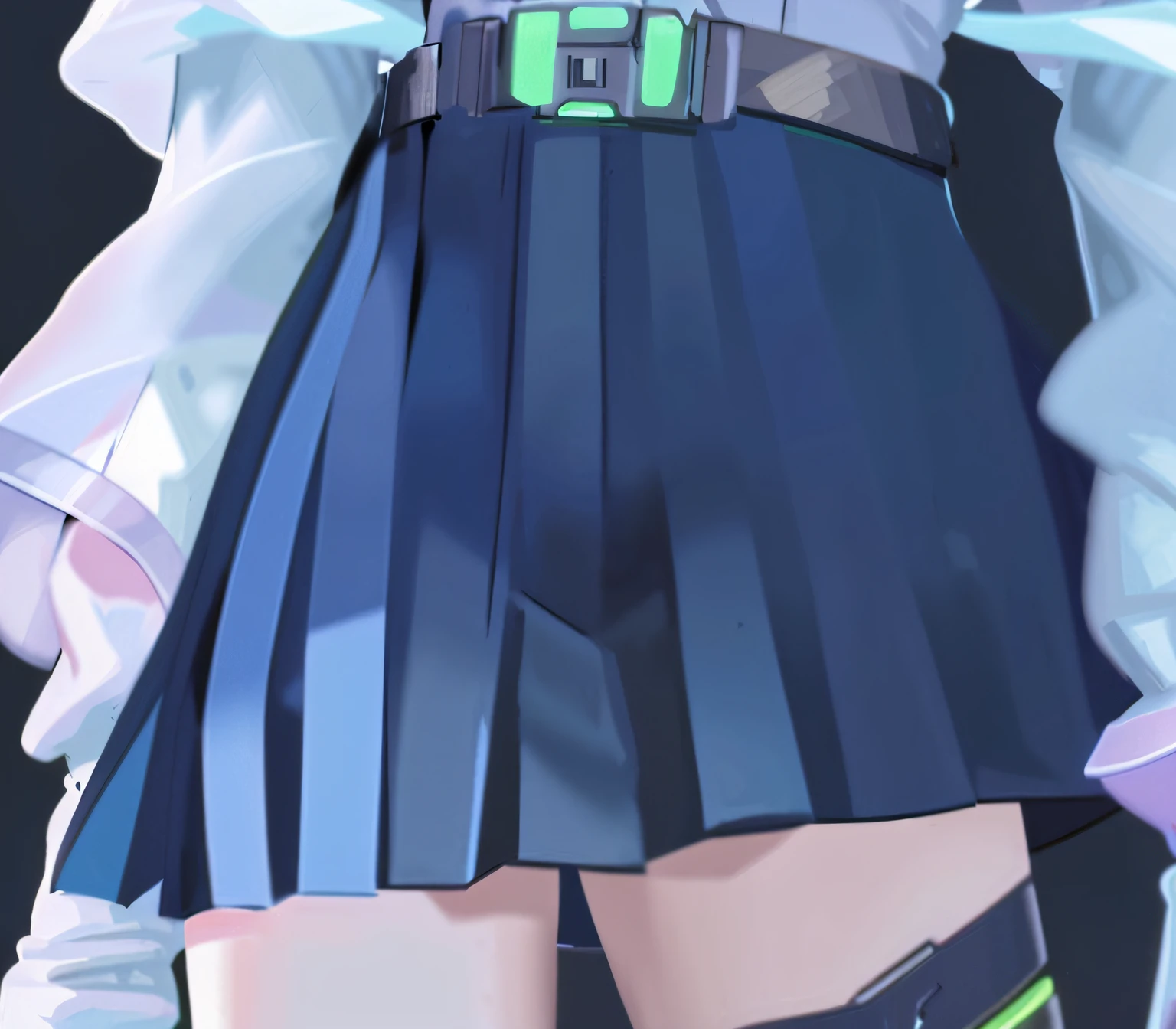 Close-up of a woman in a short skirt and belt, anime styled 3d, Surrealism female students, azur lane style, wearing dresses, made with anime painter studio, Fine details. Girl Front, Surrealism female students, in a glowing skirt, Kantai collection style, Stylized anime, anime style hyper detailed, clean and meticulous anime style