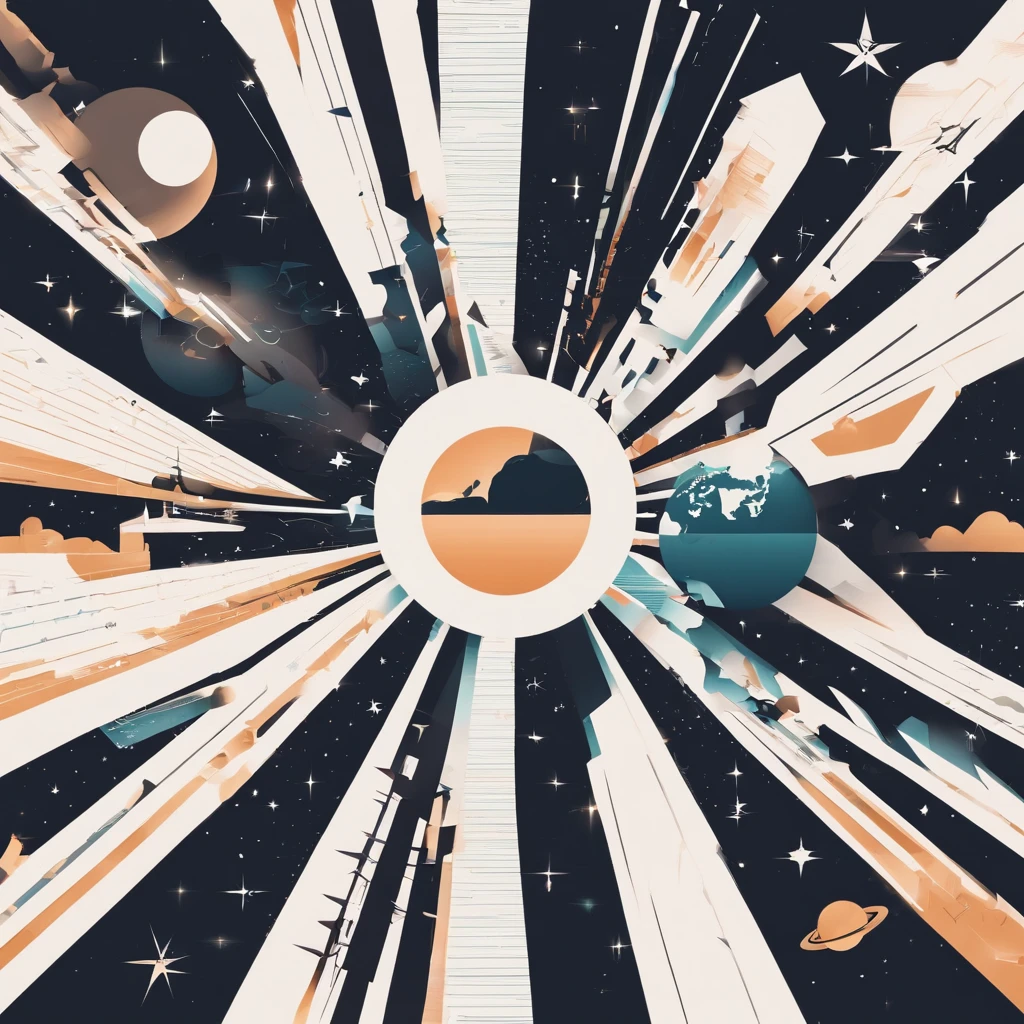 ((Masterpiece)),(Best quality)),Magnificent space image scene,heavenly body,Interstellar,Huge star gates,(((Huge starship))),Spaceship,Shining starry sky,8K,super-fine,high qulity