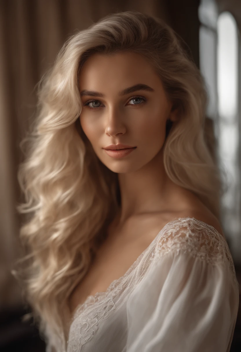 RAW, analog, Nikon Z 85mm,((best quality)), ((masterpiece)), ((realistic)),vintage image, gorgeous russian woman, blond, 22 year old, posing in a hotel wearing lingerie, wearing lingerie petite, smile with teeth showing, ((small breasts)), intricate details, highly detailed, sharp focus, professional, 4k, god rays, hand model, stunning brown eyes, petite, highres, detailed facial features, high detail, sharp focus, smooth, extremely detailed, photo_\(ultra\), photorealistic, realistic, post-processing, max detail, roughness, real life, ultra realistic, photorealism, 8k uhd, SEMI-SILHOUETTE light, slavic face, long blon hair, beautiful hair, characterful face, full body