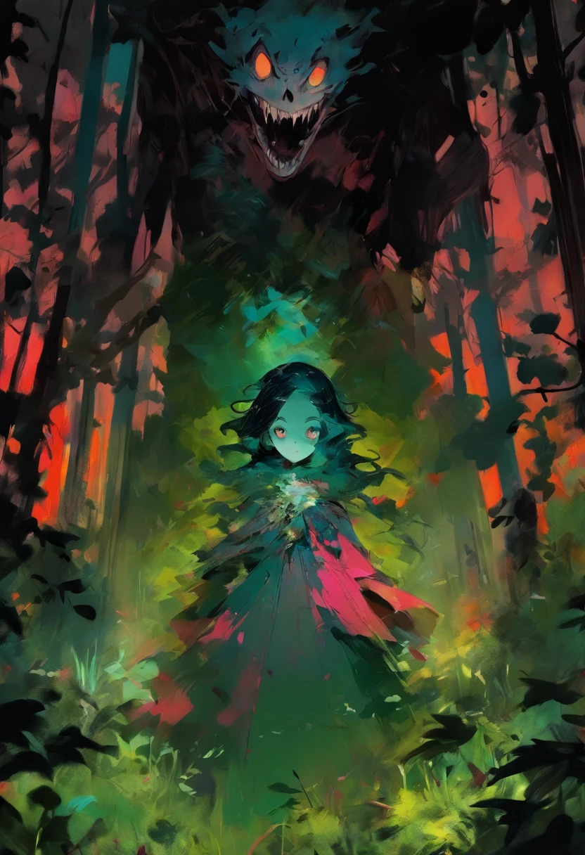 (best quality,highres:1.2),(realistic:1.37),ultra-detailed,a creepy toad,enormous in size,brightly colored,stalks through an ancient forest,tentacle tongue,thick and slimy skin,dark,ominous atmosphere,gloomy shadows,misty fog,gnarled trees,twisted branches,moss-covered rocks,dappled sunlight,unearthly glow,spooky ambiance,dense undergrowth,crunching leaves underfoot,haunting presence,unsettling silence,distant whispers,Cthulhu-like creature,mythical world,mysterious aura, Sentai Ranger, unnerving and seductive, HDR, 8k, absurdres, cinestill 800, sharp focus, add_detail:3 (solo woman) anime, wideshot, widescreen, focus on subject
