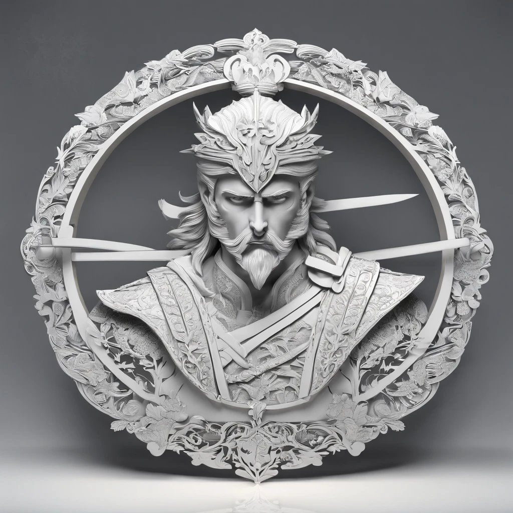 bust of a man with a sword, highly detailed character, high detail iconic character, fantasy assassin, male medieval assassin, holds a sword, bust portrait of an assassin, resin statue, medieval fantasy game art