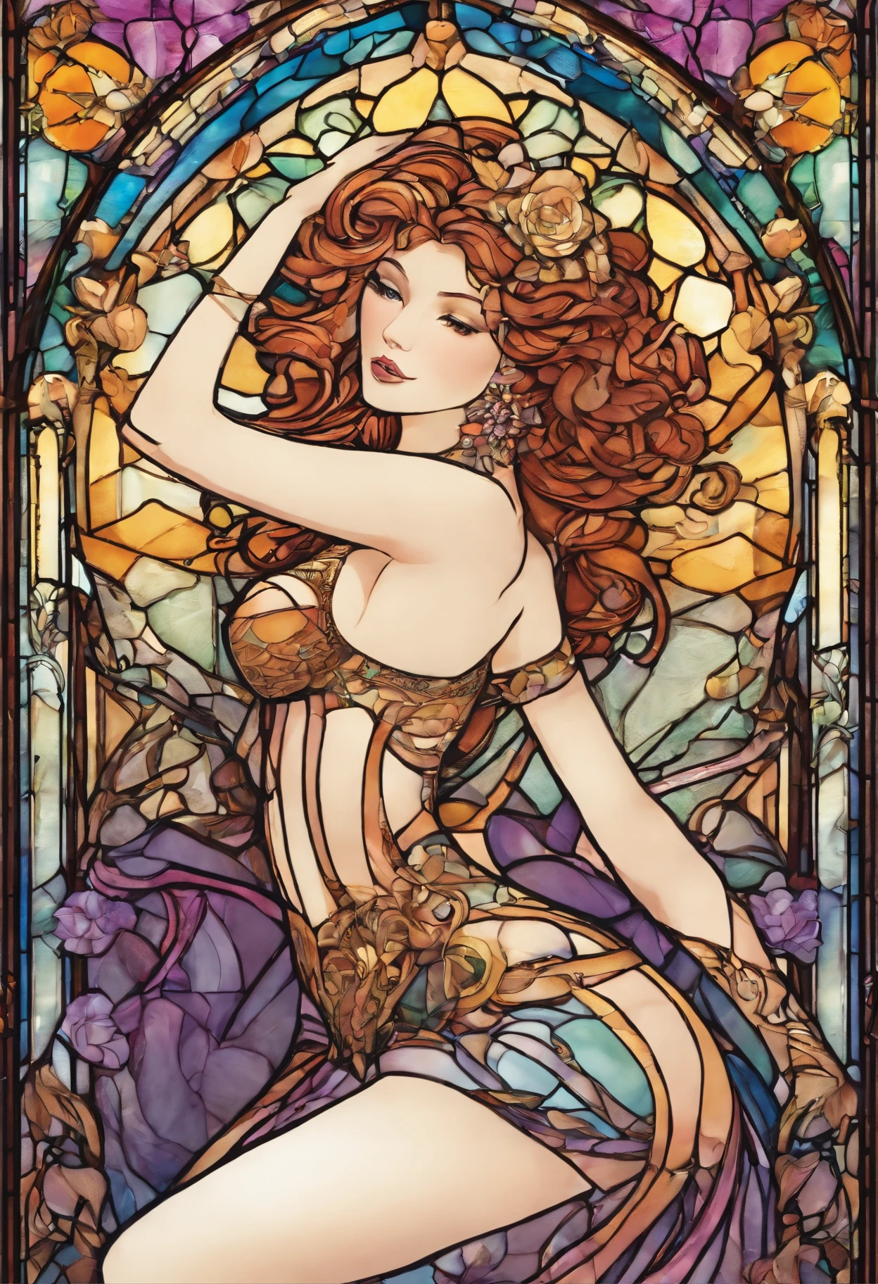 princess, wearing sexy lingerie and beautiful stockings with garter belts, cupping her hands together cheerfully, art nouveau, extremely detailed, absurdes