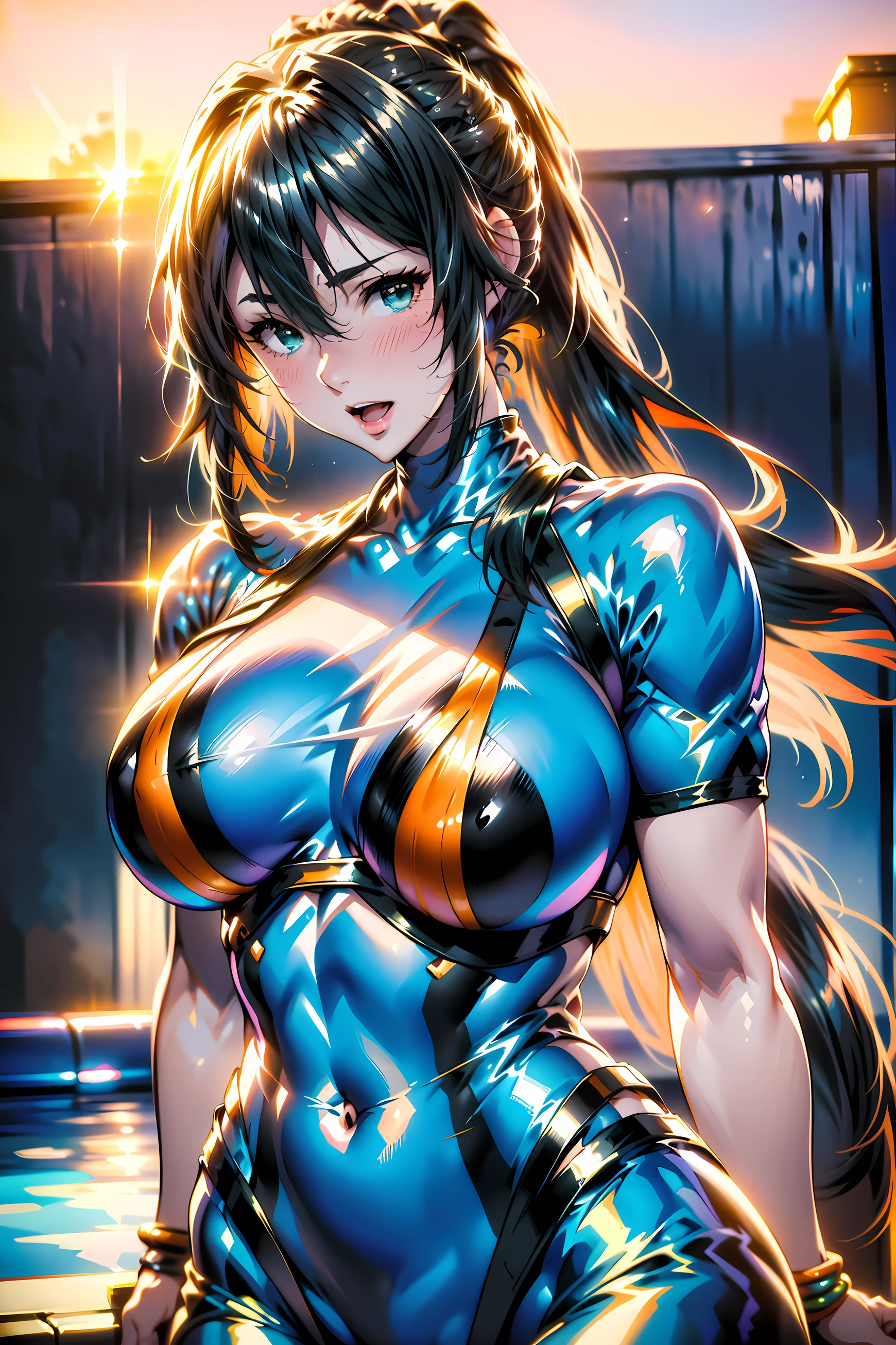 (1girl:1.3, solo), (bikini model), (upper body:1.3), (standing at pool arena, photo session:1.3, under water:1.3), (((starring at the viewer:1.5))), (arms behind back:1.3), (random posing:1.3), BREAK, 1girl, solo, milf, European girl, hot model, (attractive model:1.37), (promotional model:1.2), highly detailed eyes and pupils, realistic skin, ((attractive body, gigantic breast:1.38, sagging breast:1.8, disproportionate breasts:1.38, thin waist:1.15)), ((bobble ponytail:1.3), (shiny-black hair:1.3), extremely detailed hair, delicate sexy face, sensual gaze, shiny lips, BREAK, (green monokini bikini:1.3), detailed clothes, BREAK, (blurry background:1.25, simple background, no-human background, detailed background), (under sunset:1.37), BREAK, (attractive posing), ((realistic, super realistic, realism, realistic detail)), perfect anatomy, perfect proportion, bokeh, depth of field, hyper sharp image, (attractive emotion, seductive smile:1.2, happy:1.2, blush:1.2, :d:1.2, :p:1.2), 4fingers and thumb, perfect human hands, wind, BREAK, (Masterpiece, best quality, photorealistic, highres, photography, :1.3), ultra-detailed, sharp focus, professional photo, commercial photo,