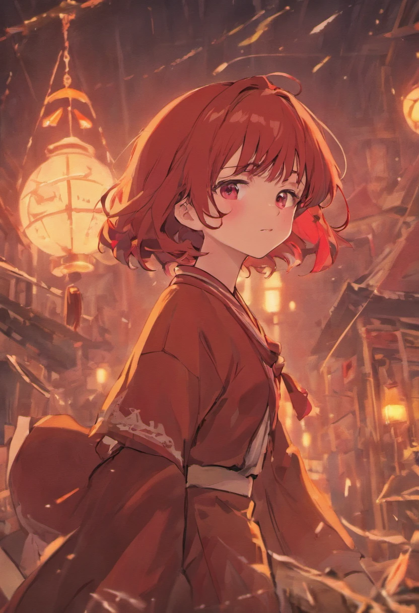 in style of hayao miyazaki、best qualtiy、Two students、red neckchief、red flags、closeup cleavage、cinematic photogtaphy、high detal、8K