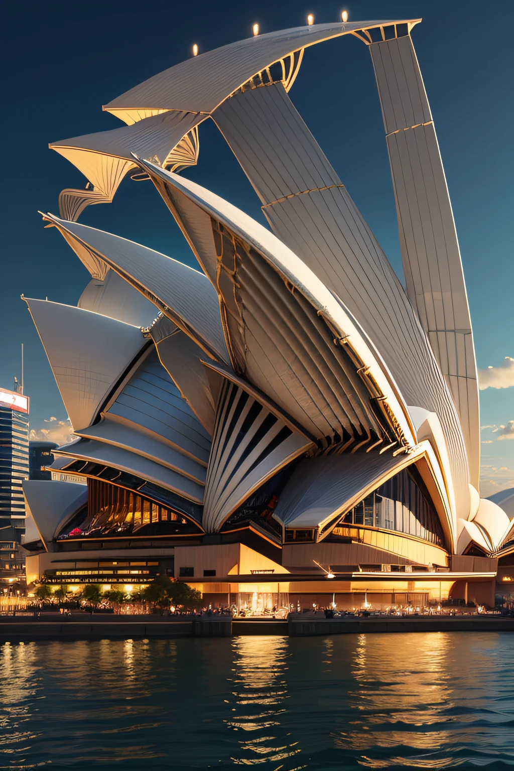 (masterpiece, best quality: 1.2), ultra detailed, highest detail, opera sydney house in Biomimetic architecture