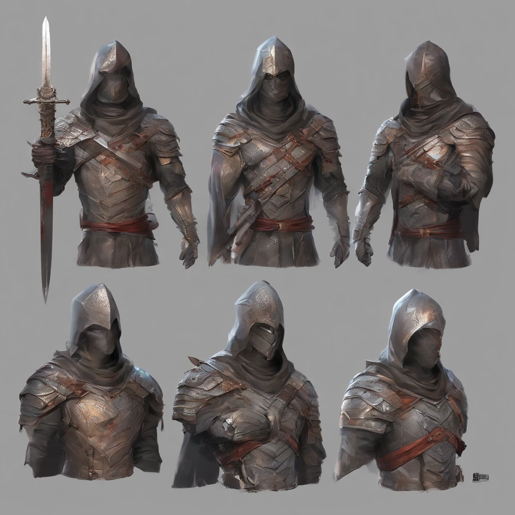 bust of a man with a sword, highly detailed character, high detail iconic character, fantasy assassin, male medieval assassin, holds a sword, bust portrait of an assassin, resin statue, medieval fantasy game art
