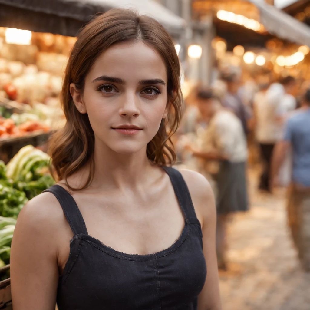 Emma Watson, leather jacket, white t-shirt, buying vegetables, Indian market, busy street, monochromatic light, night time, round spectacles, extra detailed, cute smile
(best quality, 4k, 8k, highres, masterpiece:1.2), ultra-detailed, (realistic, photorealistic, photo-realistic:1.37), HDR, UHD, studio lighting, ultra-fine painting, sharp focus, physically-based rendering, extreme detail description, professional, vivid colors, bokeh, portraits, landscape, horror, anime, sci-fi, photography, concept artists
(subtle, muted, warm:0.9) color palette, (soft, dim:0.9) lighting, bustling crowd, vibrant cart sellers, fresh produce, colorful textiles, aromatic spices, intricate patterns, diverse cultural elements, architectural beauty, exotic atmosphere
Notes:
- Ensure that Emma Watson's eyes, nose, and lips are described as "beautiful detailed eyes," "beautiful detailed lips," "extremely detailed eyes and face," and "long eyelashes" to avoid randomly generated facial features.
- Relevance to the main theme, including the appearance, emotions, clothing, posture, perspective, actions, and background.
- Although additional details are optional, ensure overall harmony and avoid conflicting with the main theme.
- Tag content should be in English and limited to keywords or phrases.
- Avoid explanations or sentences in the output prompt.
- Use English commas as separators.
- The order of tags should be based on importance, from high to low.
- The maximum limit is 40 tags and 60 words.
Remember, the prompt should not include any explanations.