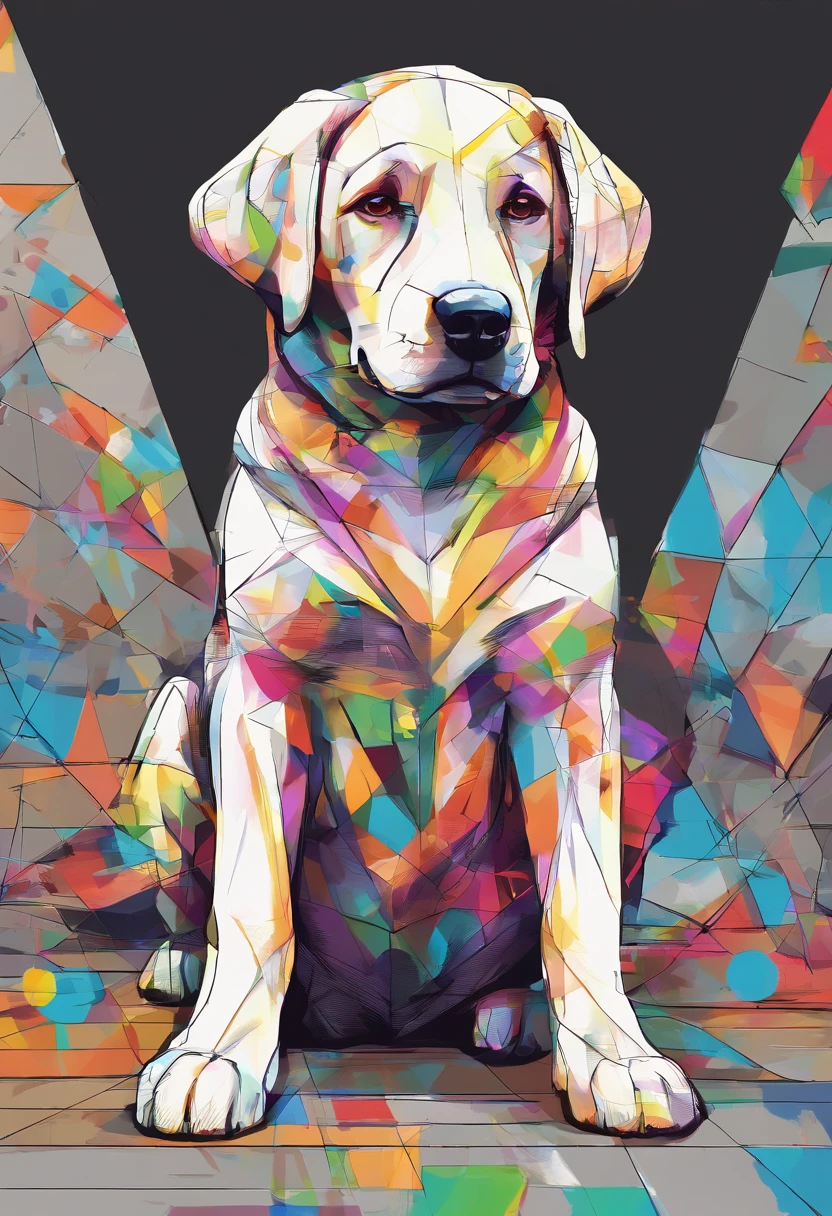 (cachorro labrador ),(melhor pose),(best angle), (better expression), Eduardo Kobra acolchoamento ,multidimensional geometric wall PORTRAIT, arte, Chibi,Yang08k, lindo, Colouring,