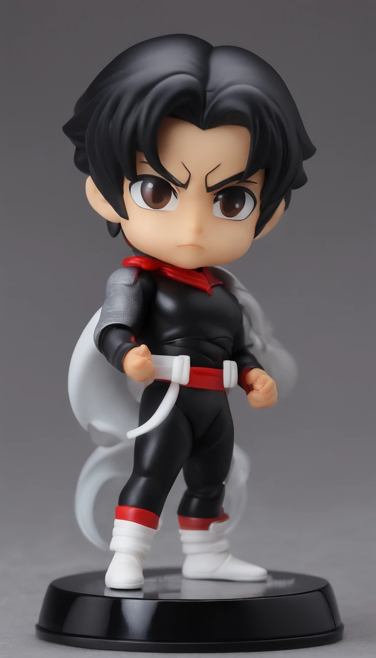 a close up of a toy figure of a person with a black hair, a character portrait by Kentaro Miura, trending on polycount, shin hanga, wide angle portrait of astroboy, vinyl toy figurine, q posket, style as nendoroid, highly detailed character, collectible action figure, anime action figure, action figurine toy, nendoroid