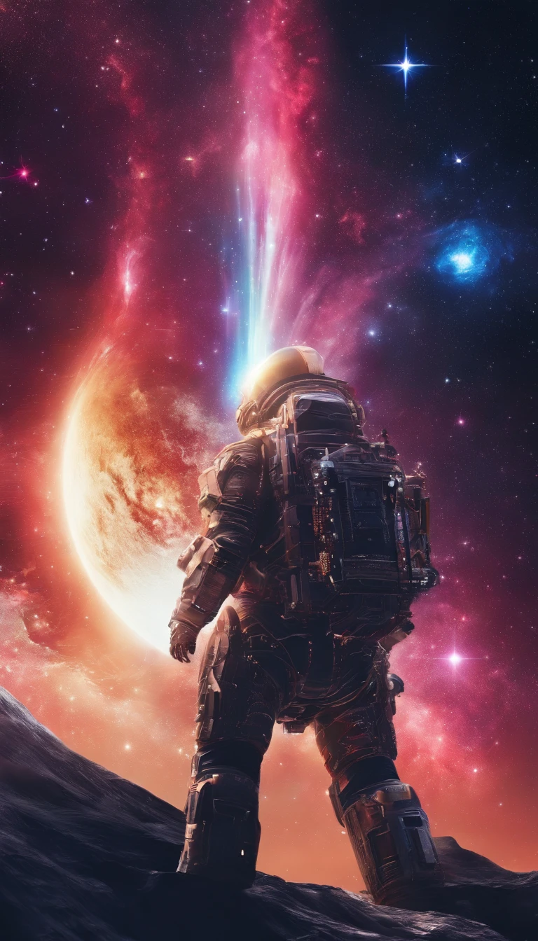 ((Masterpiece)),(Best quality)),Magnificent space image scene,heavenly body,Interstellar,Huge star gates,(((Huge starship))),Spaceship,Shining starry sky,8K,super-fine,high qulity