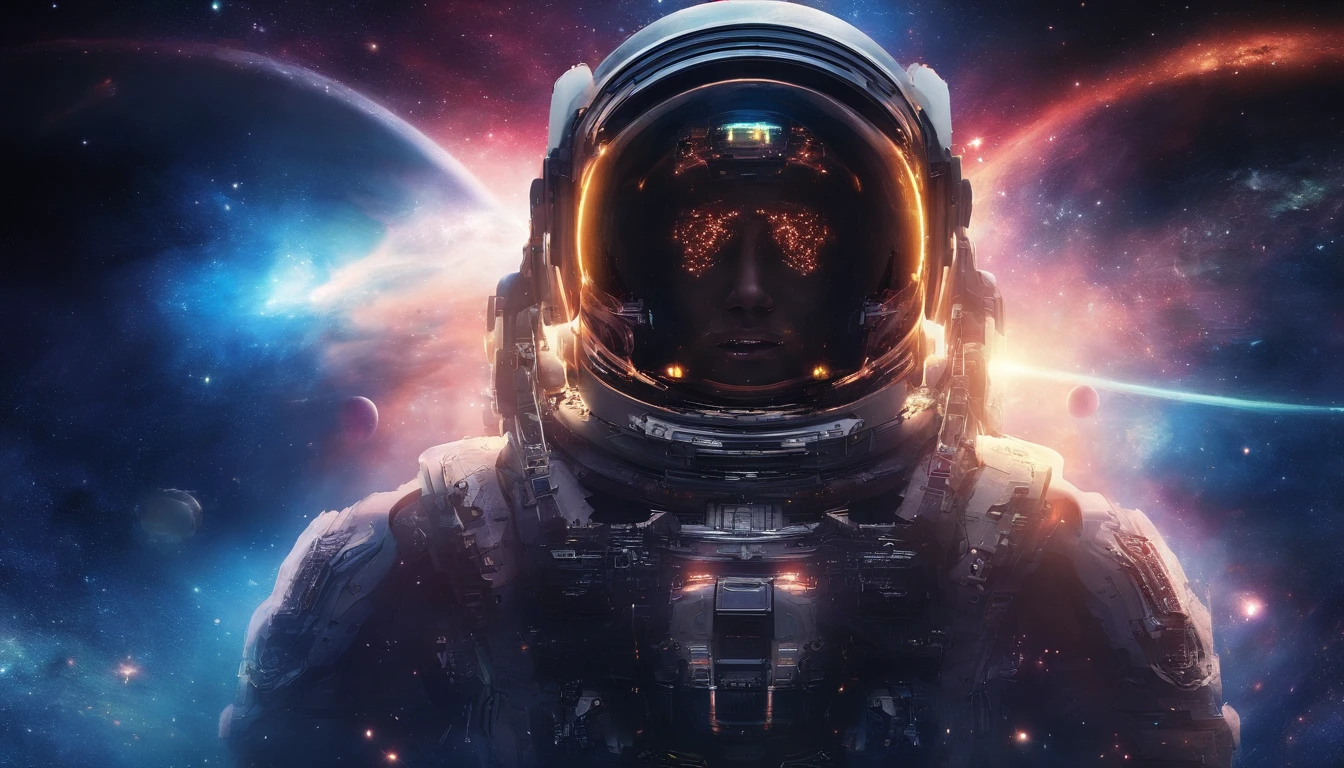 ((Masterpiece))，(Best quality))，Magnificent space image scene，heavenly body，Interstellar，Huge star gates，（（（Huge starship））），Spaceship，Shining starry sky，8K，super-fine，high qulity