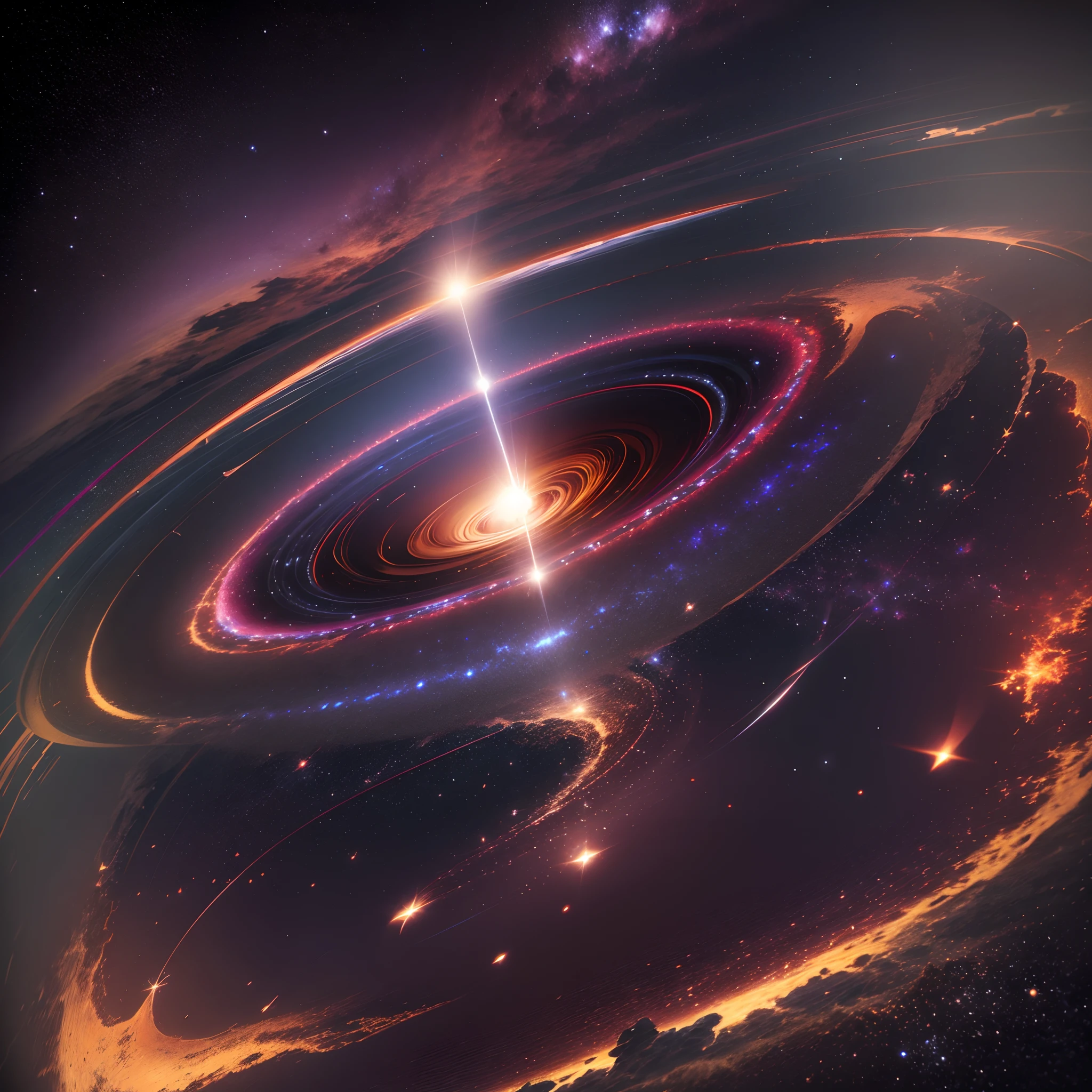Galaxy, ray tracing, 3D rendering, An expansive view of, Black hole, photoreal, 8K Resolution --auto --s2