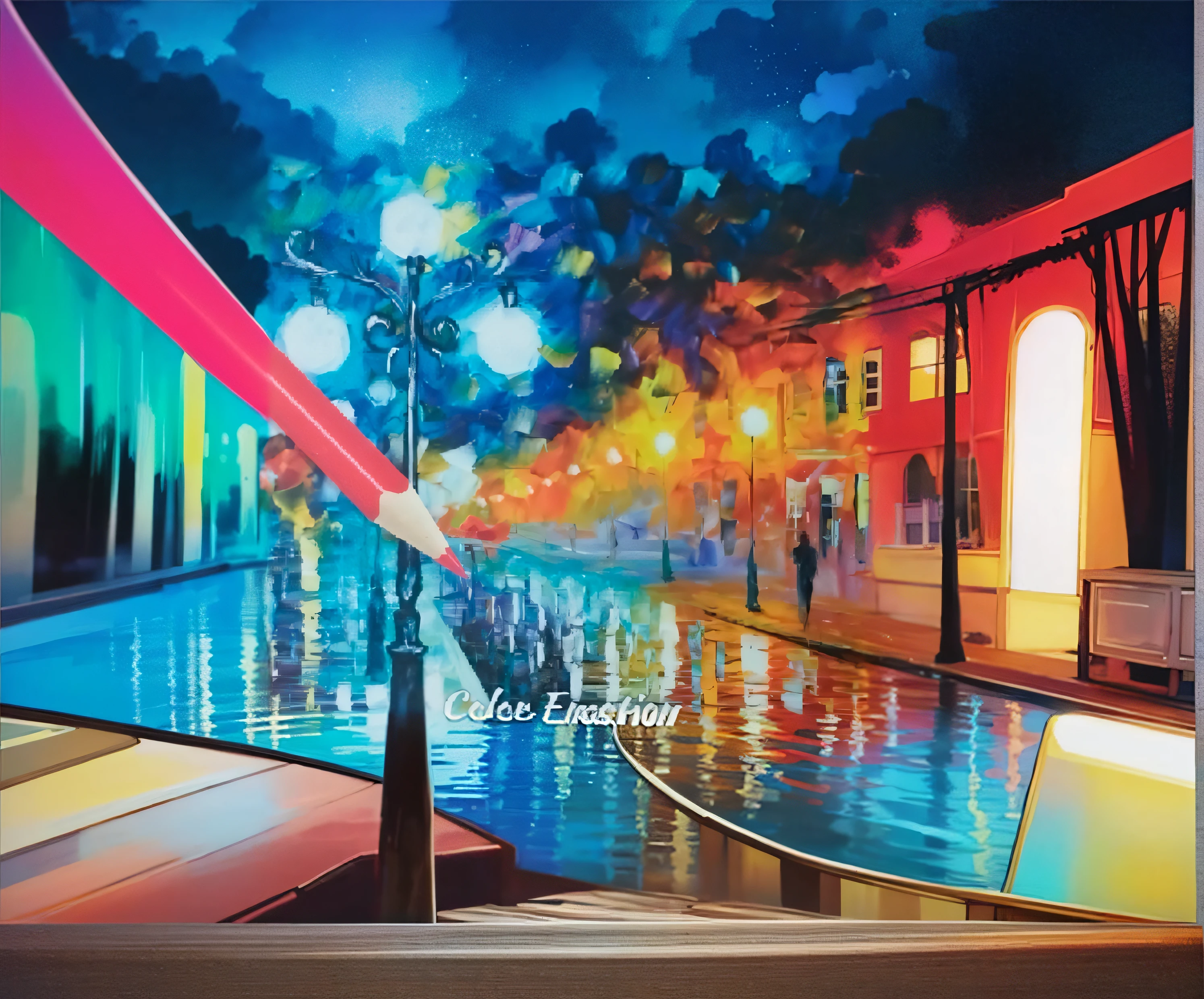 Color version, a color,color drawing, Cool night colors, colorful drawing, full color drawing, a color, Color art, Color painting, Brilliant colors, night scene, Poster color on canvas，Rich in detail，