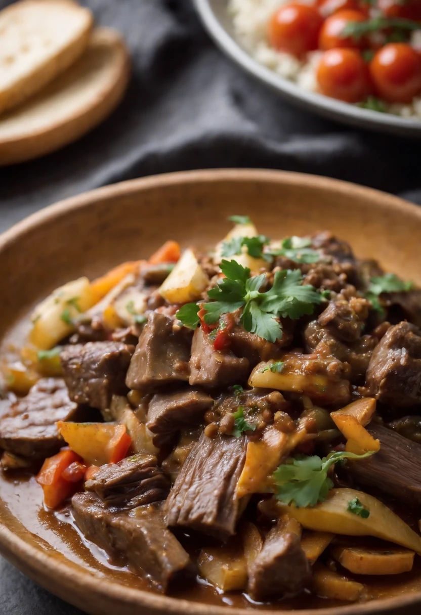 exquisito plato de lomo saltado peruano