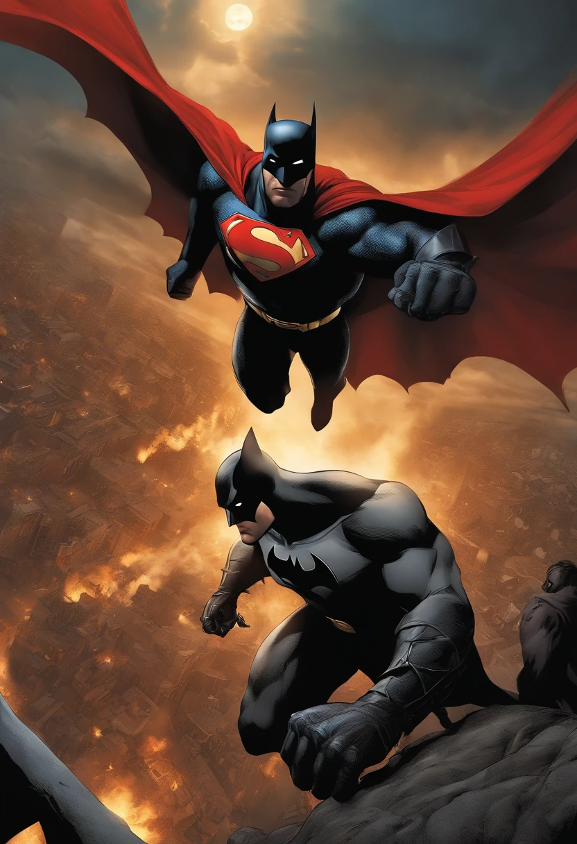 On a battlefield devastated by chaos, The sky was in flames and fury. Superman, The Invincible Hero, hovered above the fray, His laser eyes piercing the ranks of orcs and trolls that stood against him. At his side, Spider-Man, Agile as a spider, tissait des toiles autour de ses ennemis, les immobilisant dans leurs filets collants.
Batman, dans son armure sombre, se faufilait parmi les ombres, striking with deadly precision. The orcs roared in anger, while the trolls brandished their giant clubs. La terre tremblait sous leurs pas.
Dans cette bataille titanesque, The heroes and creatures of darkness clashed with incredible intensity. Les pouvoirs surhumains de Superman, Batman's cunning and Spider-Man's agility mingled to counter the evil hordes.