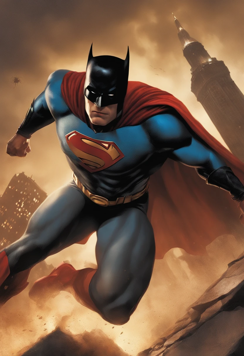 On a battlefield devastated by chaos, The sky was in flames and fury. Superman, The Invincible Hero, hovered above the fray, His laser eyes piercing the ranks of orcs and trolls that stood against him. At his side, Spider-Man, Agile as a spider, tissait des toiles autour de ses ennemis, les immobilisant dans leurs filets collants.
Batman, dans son armure sombre, se faufilait parmi les ombres, striking with deadly precision. The orcs roared in anger, while the trolls brandished their giant clubs. La terre tremblait sous leurs pas.
Dans cette bataille titanesque, The heroes and creatures of darkness clashed with incredible intensity. Les pouvoirs surhumains de Superman, Batman's cunning and Spider-Man's agility mingled to counter the evil hordes.