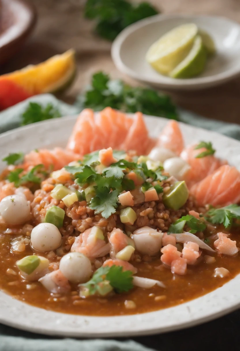 exquisito plato de cebiche peruano