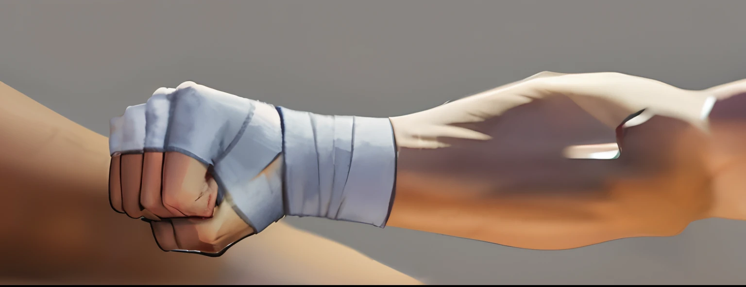 There was a man with a bandage around his arm,Hands clenched into fists, Bandage strap fist, white bandages on fists, korra from the legend of korra, white bandages on fists, looking like annie leonhart, wrapped arms, Portrait of Avatar Kora, New Xiangcheng, Akali, bandage on arms,k hd,4K