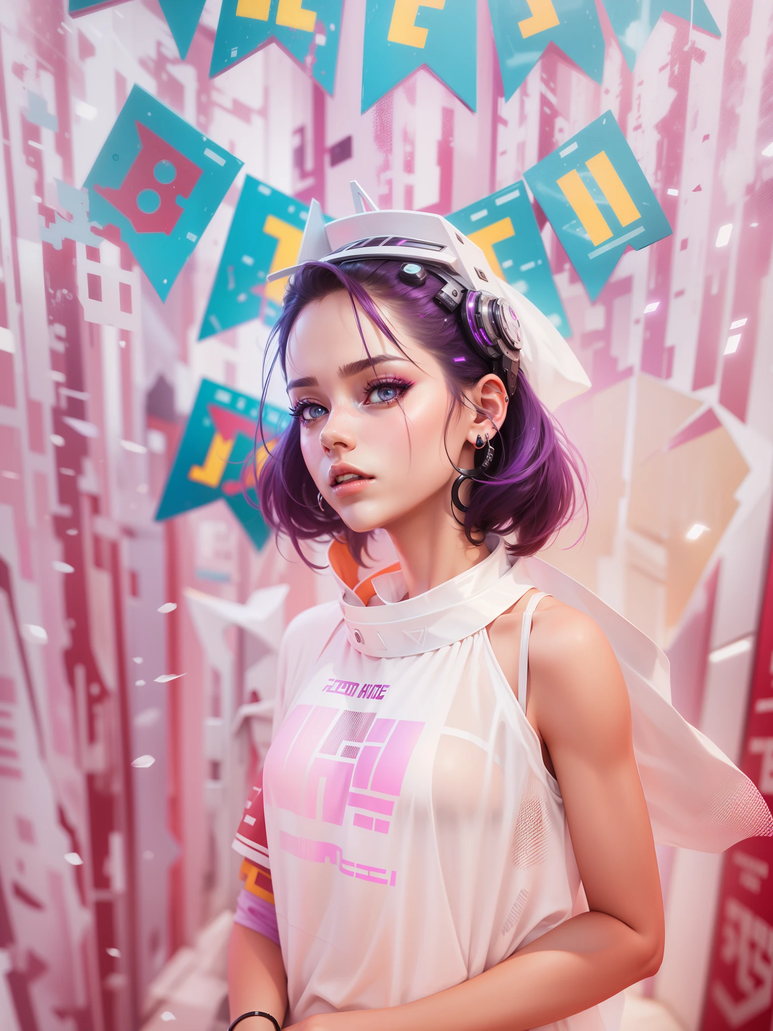 Change background cyberpunk beautiful girl, 8k, ultra realistic