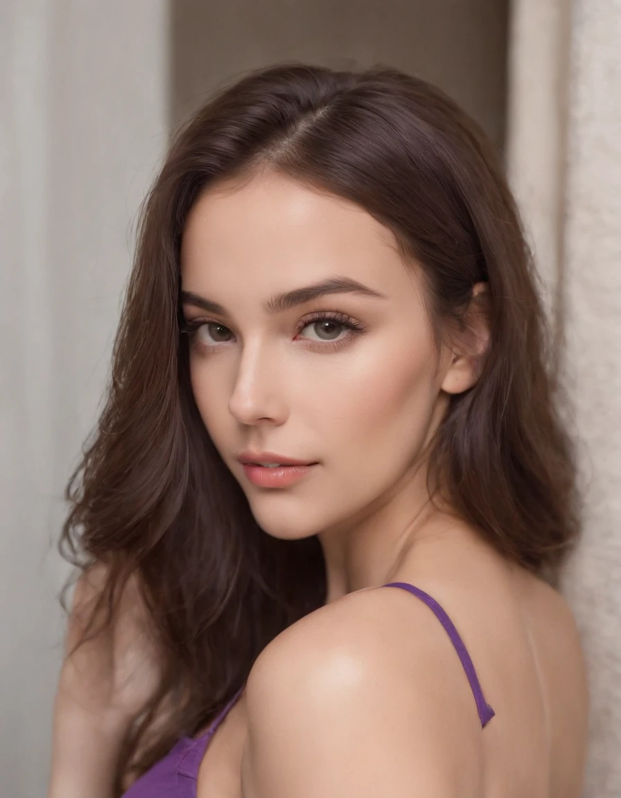 Arafed woman with matching tank top and panties, fille sexy aux yeux bruns, Portrait Sophie Mudd, cheveux bruns et grands yeux, selfie of a young woman, Violet Myers, sans maquillage, maquillage naturel, looking straight at camera, Visage avec Artgram, Maquillage subtil, Superbe photo du corps entier, dans une boite de nuit, clivage
