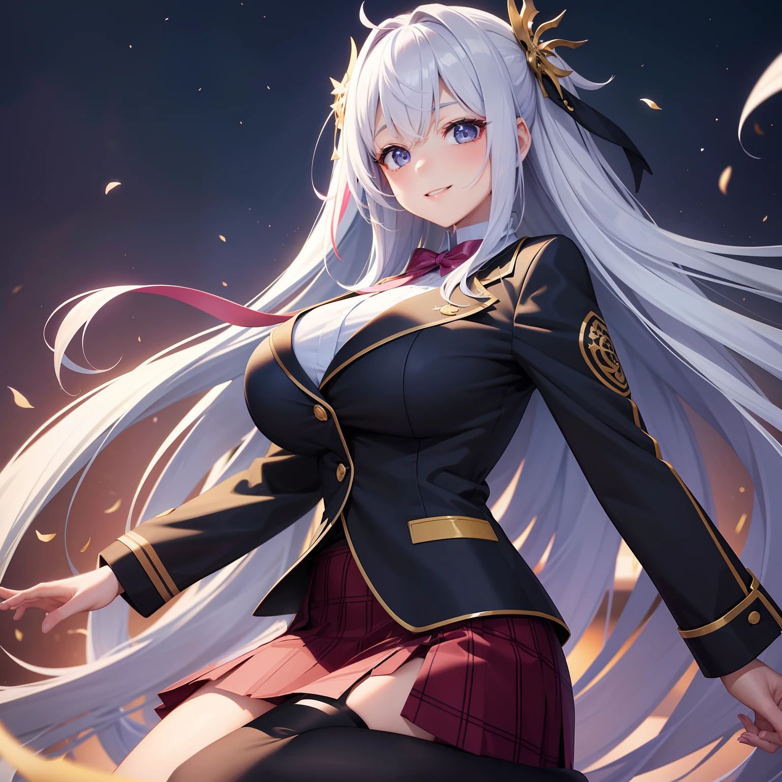 girl, a smile、multicolored hair 、top-quality、masterpiece、HD image quality、校服、blazers、校服、blazers、beautiful a girl、a beauty girl、huge tit、超A high resolution Beautiful eyes、