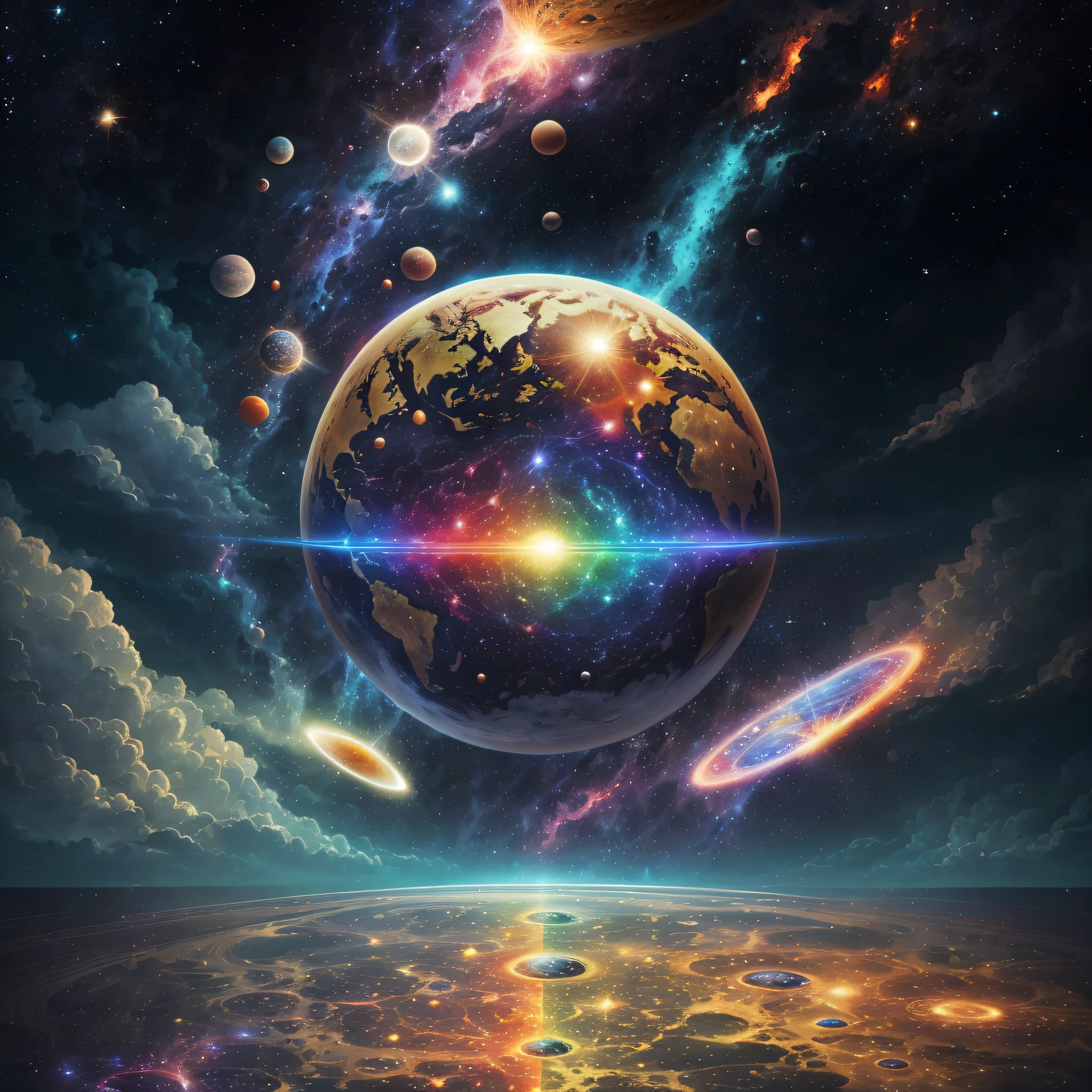 Teoria da Panspermia, Teoria da Sopa Primordial e Criacionismo. All life on Earth and in the Universe are fruits of the creation of a supernatural Being.