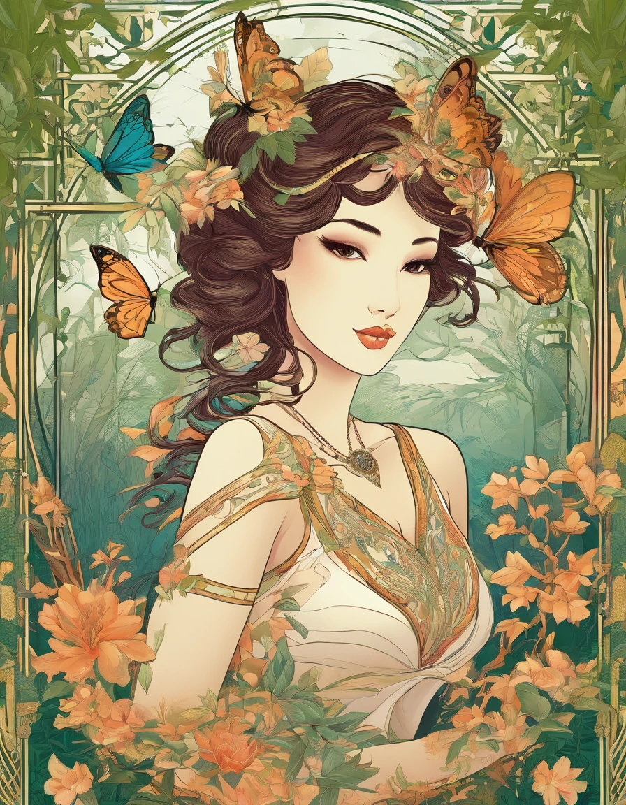 In a bamboo forest,An oriental beauty,Wear a short skirt,Dancing,butterflies flying,k hd,high qulity,(Leg details)