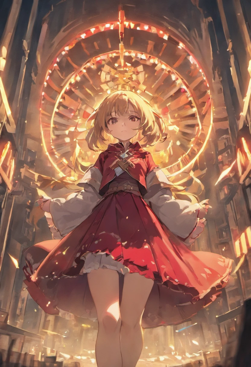 (Masterpiece, Best quality:1.2), Cowboy shot, Solo, 1girll, Ayanoguchiji Reim, Smile, view the viewer, Long sleeves, cloaks, Red skirt, upper legs