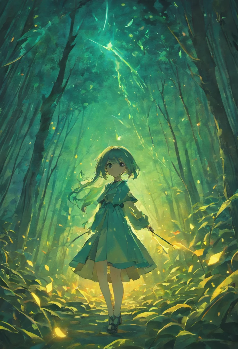 Sitting on this origami masterpiece was a young girl, her silhouette a mere silhouette against the ethereal backdrop. She gazed out into the night, her eyes filled with wonder and curiosity as she became one with the serene, magical world around her. The rustling of leaves in the breeze and the distant chirping of nocturnal creatures were the only sounds that broke the silence, adding to the enchantment of the moment.