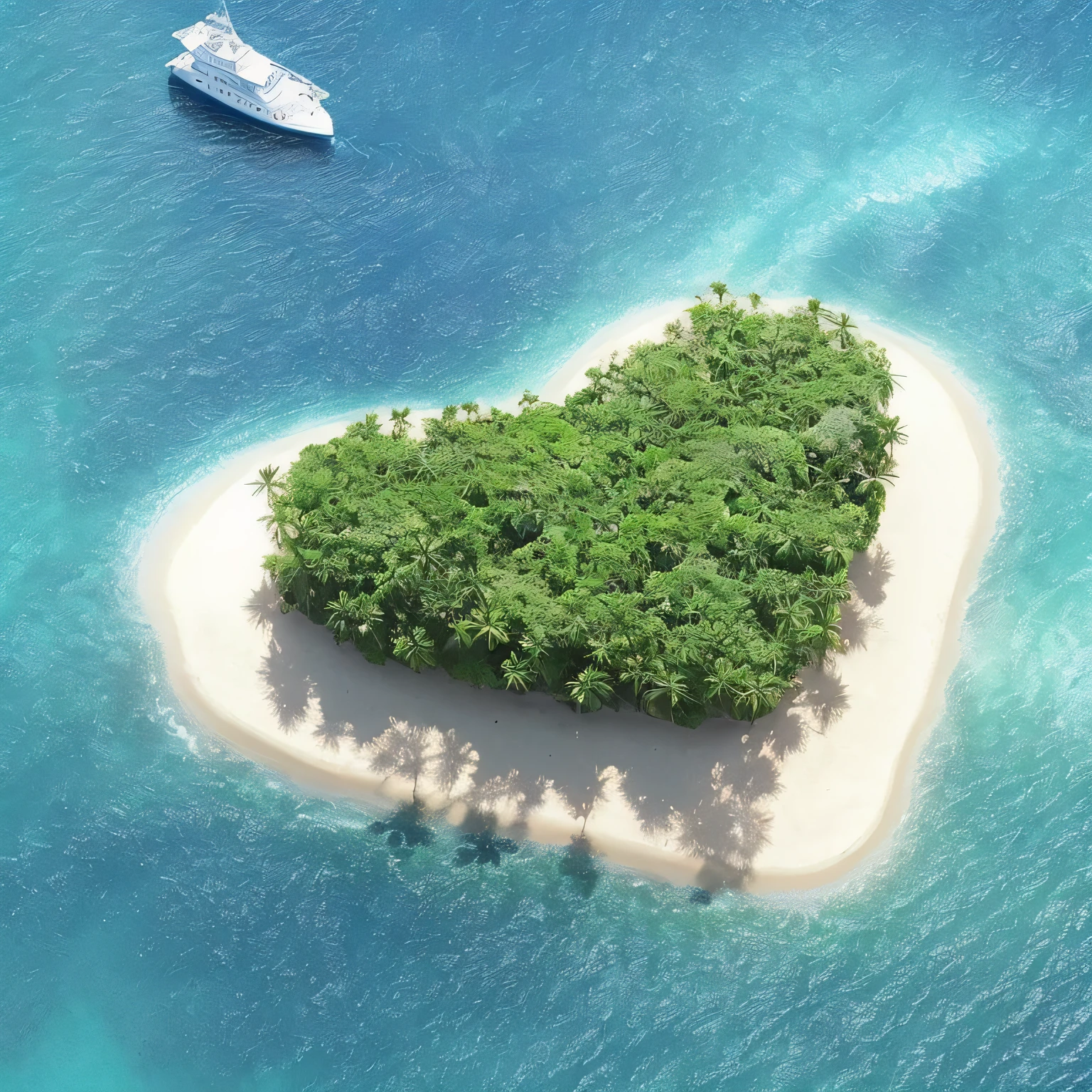 There is an island,There is a boat in the middle, an island floating in the air, An island, Floating island, Ship on a desert island, video, tropical island, Island background, Stylized, very stylized, On an island, islands!!!!!, island in a blue sea, paradis, Isolated, illustratio, Island, amazing depth