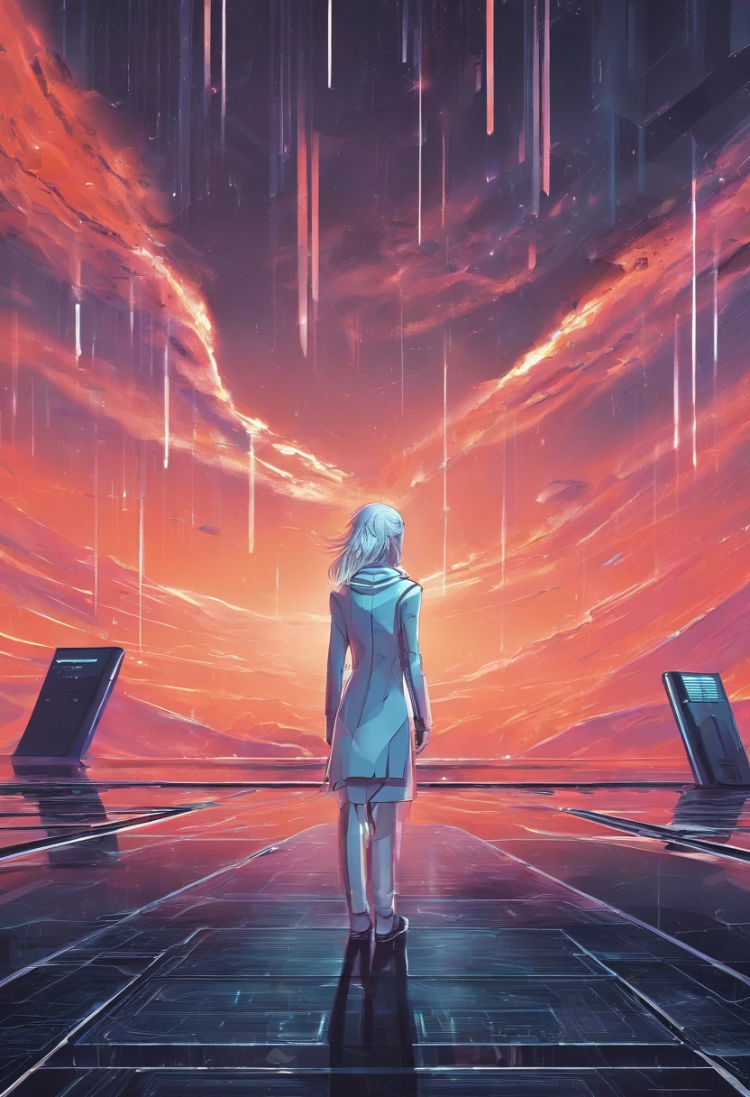 Sad girl,cry,darkness,Rain sky,。.。.。.。.。.。.。.。.。.。.。.。.。.。.。.。.。.3D,Upscale,hard disk,Blonde short,is crying,with his back turned
