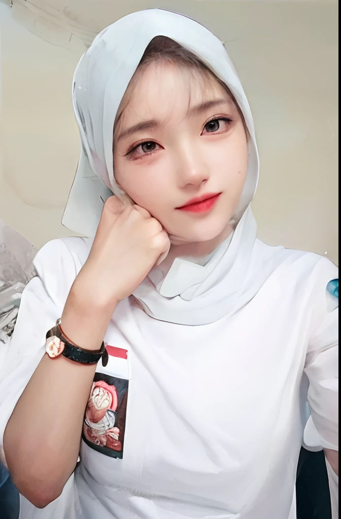 stechu,(white background:1.4), ((tachi-e)), original,(illustration:1.1),(best quality),(masterpiece:1.1),(extremely detailed CG unity 8k wallpaper:1.1), (colorful:0.9),(panorama shot:1.4),(solo:1.2), (ink splashing),(color splashing),((watercolor)), clear sharp focus,{ 1girl standing },((korean style )),flower background,outdoors,rocks, looking at viewer, make happy expressions,soft smile,pure,beautyfull detailed face and eyes,beautyfull intricacy clothing decorative pattern details, hijab,black eyes,colorwater,super big breast,huge breast,(P cup),showing breast