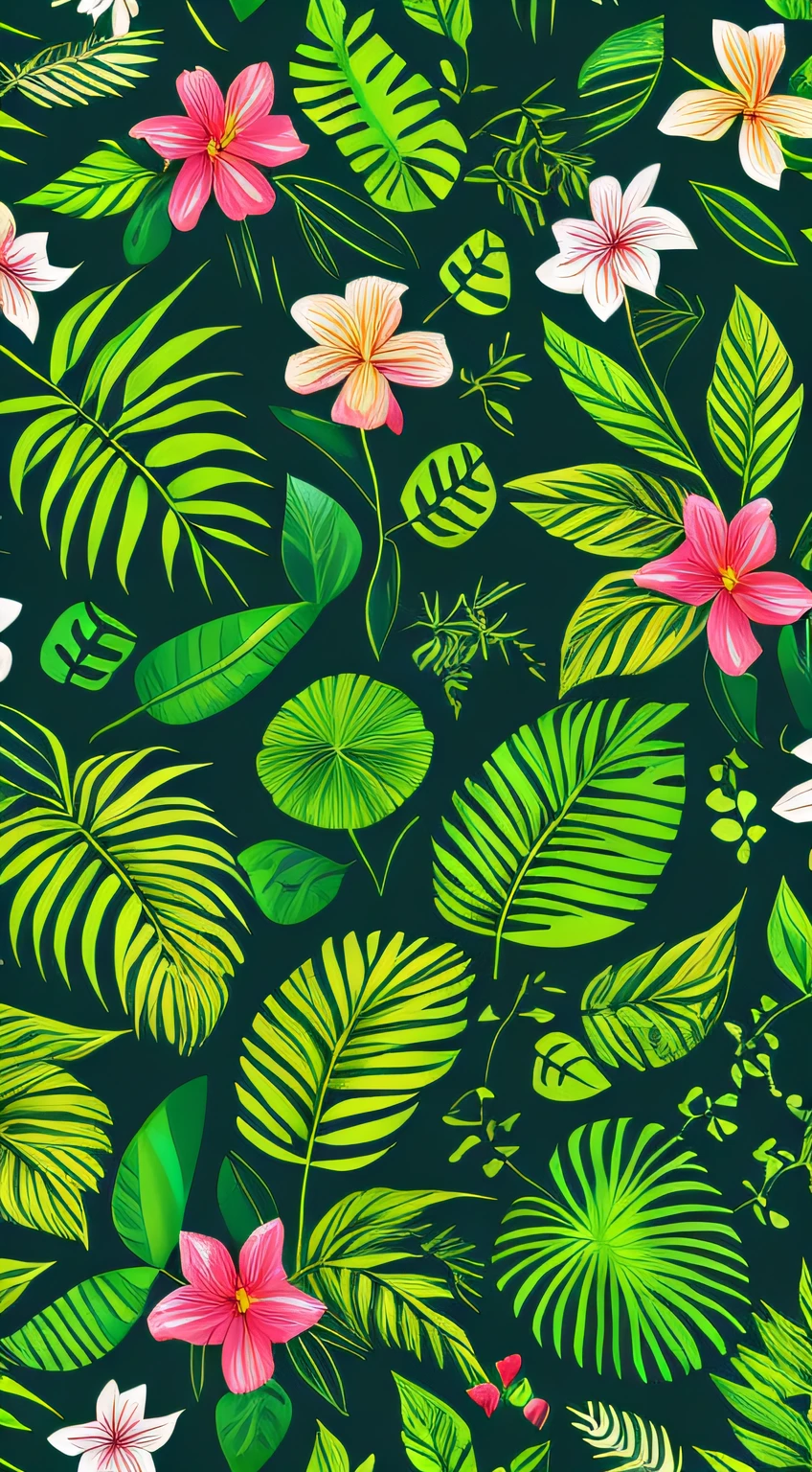 exuberant,Foliage,florals,box,Texture,Textured,intensive,Jungle feeling,Flat drawing,Dark green background