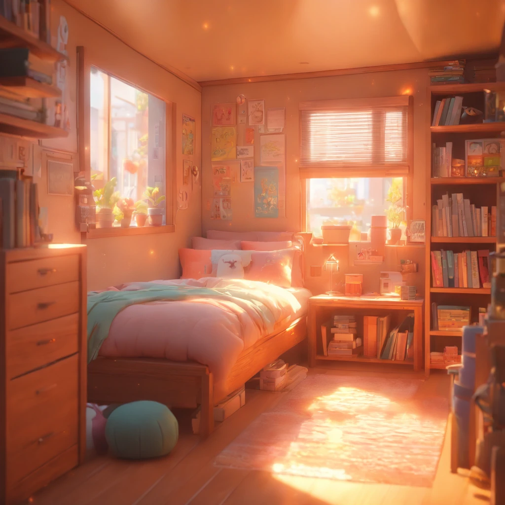 (Pixar style),Cozy small room model, Miniature character model, Light source from right to left, Rum lighting, Light source from right to left, (iso-distance view), (Top down), Realistic proportions, Post-processing, ((Orthogonal perspective)), Super detail, Realistic, Super realistic, photoreal render, Irridescent color, glitters