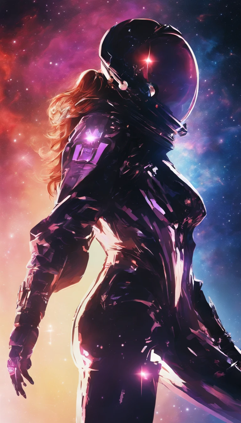 (Masterpiece, Best quality:1.2), From below, Solo, 1girll, loudly, Expressionless, Closed mouth, view the viewer, Hands on hips, Black jacket, Cape, Black pants, Black gloves