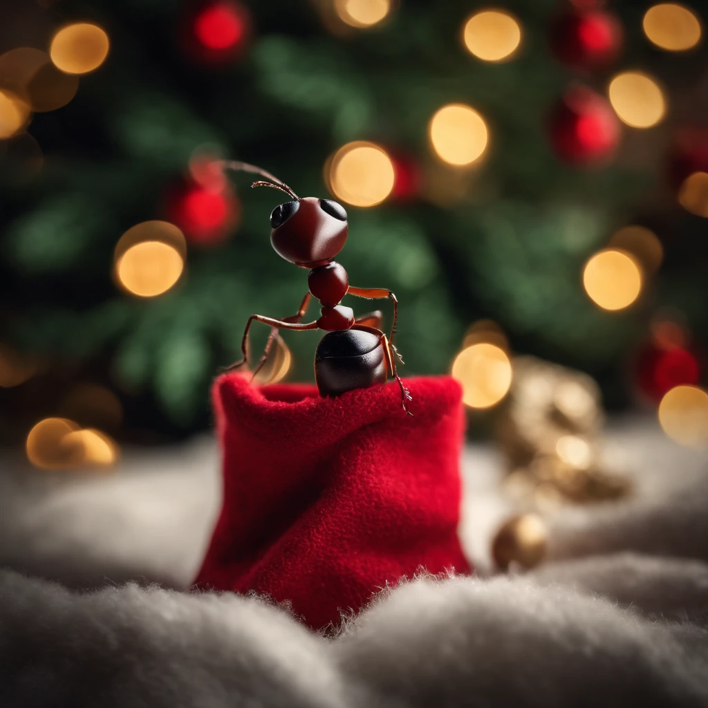 an ant in the Christmas stocking