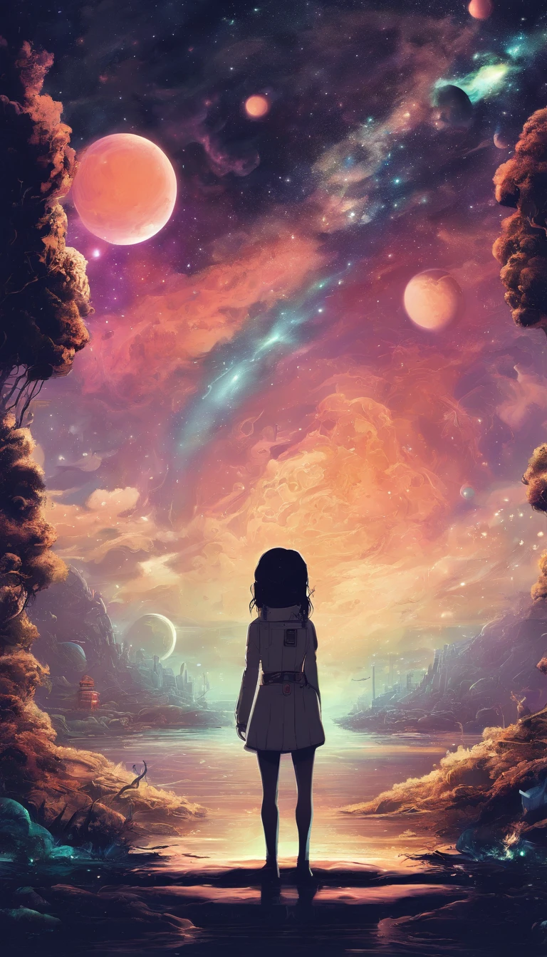 She was just a simple girl working on a farm. She lives in difficult times., These are the Dark Ages. , Crazy world, Floating islands, Cloud Castle, (Best quality:1.3), (A high resolution:1), (Detailed:1.3), (Incredible:1.3), (Perfect:1.3), (Impeccable:1.3), (Roll cover art:0), (illustration:1.3), Studio Ghibli's artwork