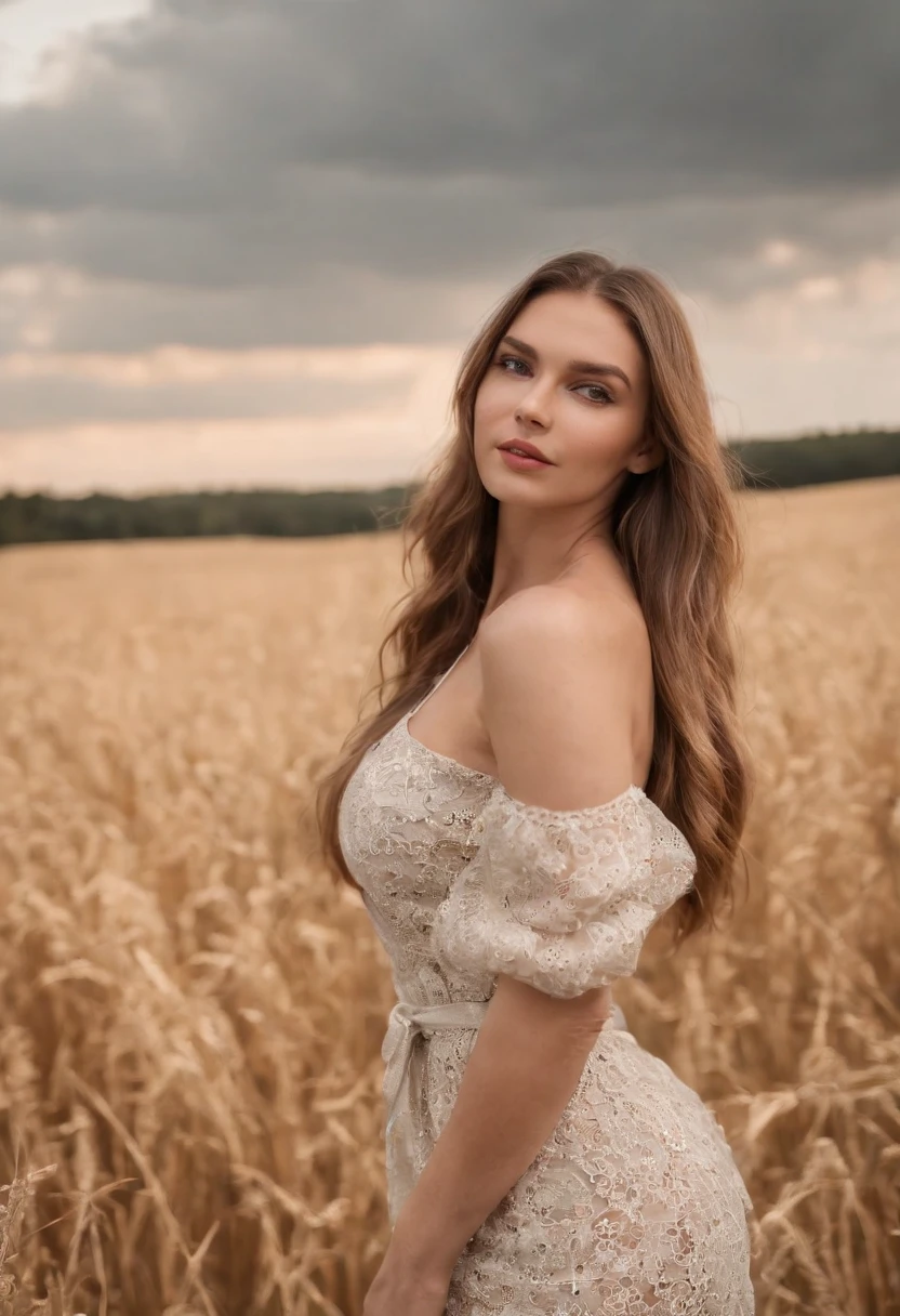 yael shelbia（Beautiful and bold，Seductive and captivating，eBlue eyes，long whitr hair，Sweaty body，Open shirt，shorter pants，my，Boots，bucket-hat）。（Autumn roads，Vintage car，Pose，setting sun，grassy fields，film effect），（best qualtiy，tmasterpiece，depth of fields，Full-HD，4K，detail-rich）。Estilo Retrato