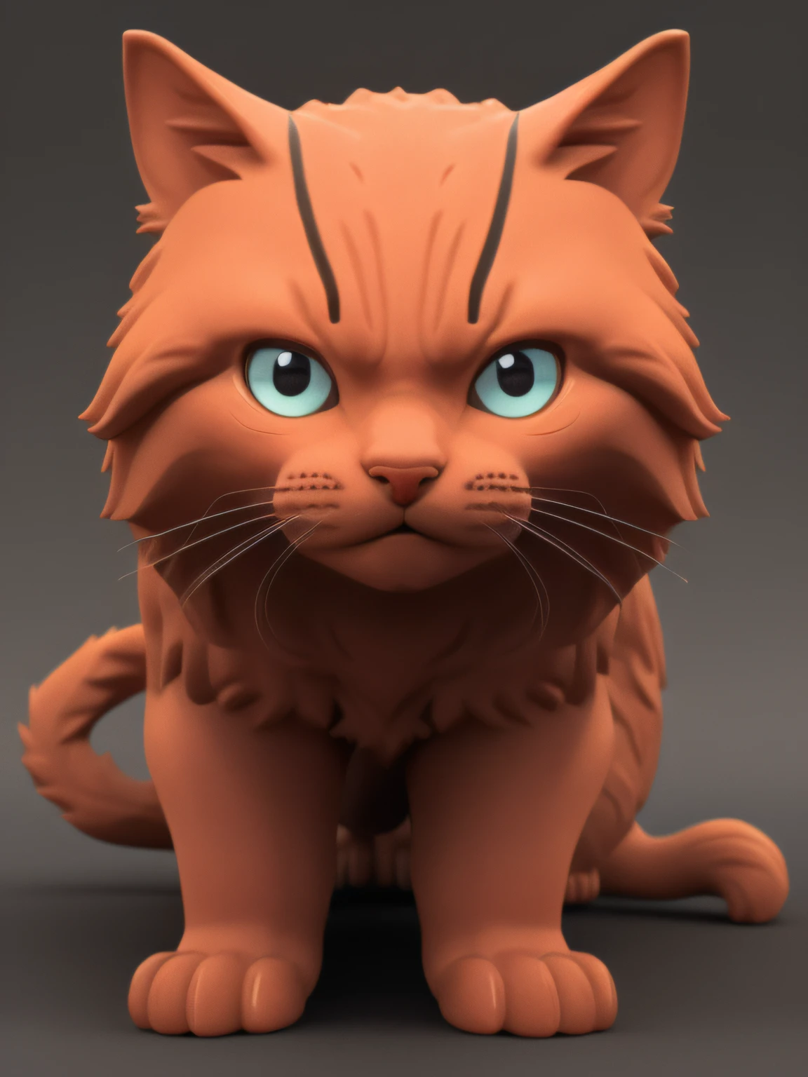 Tiny cute isometric crimson Cat emoji, soft smooth lighting, with soft pastel colors, 3d icon clay render,front view,looking at camera, 120mm lens, 3d blender render, trending on polycount, modular constructivism, Orange background, physically based rendering, centered