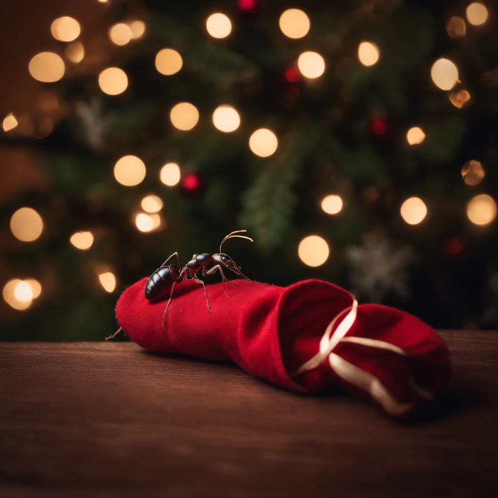 an ant in the Christmas stocking