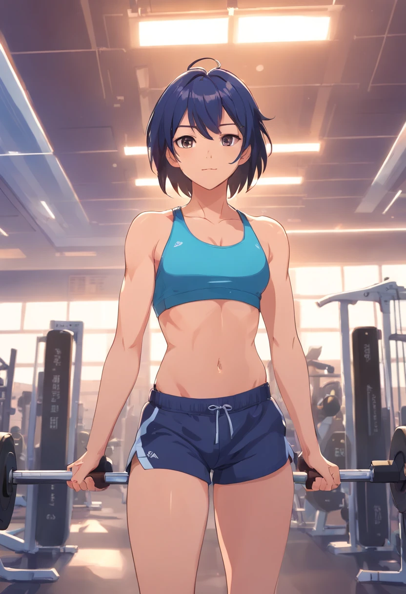 A detailed drawing of a bodybuilding gym, Aura Ace, relampangos, background