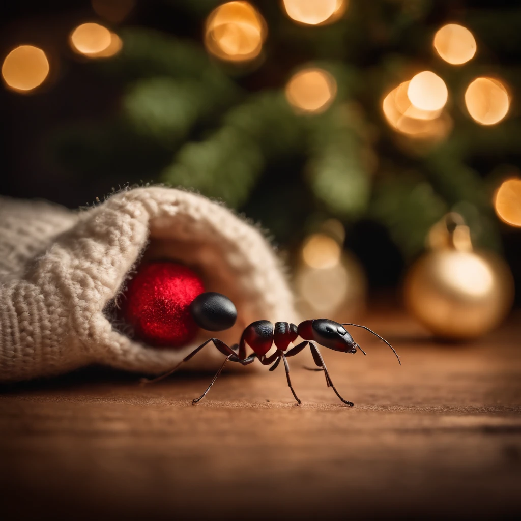 an ant in the Christmas stocking