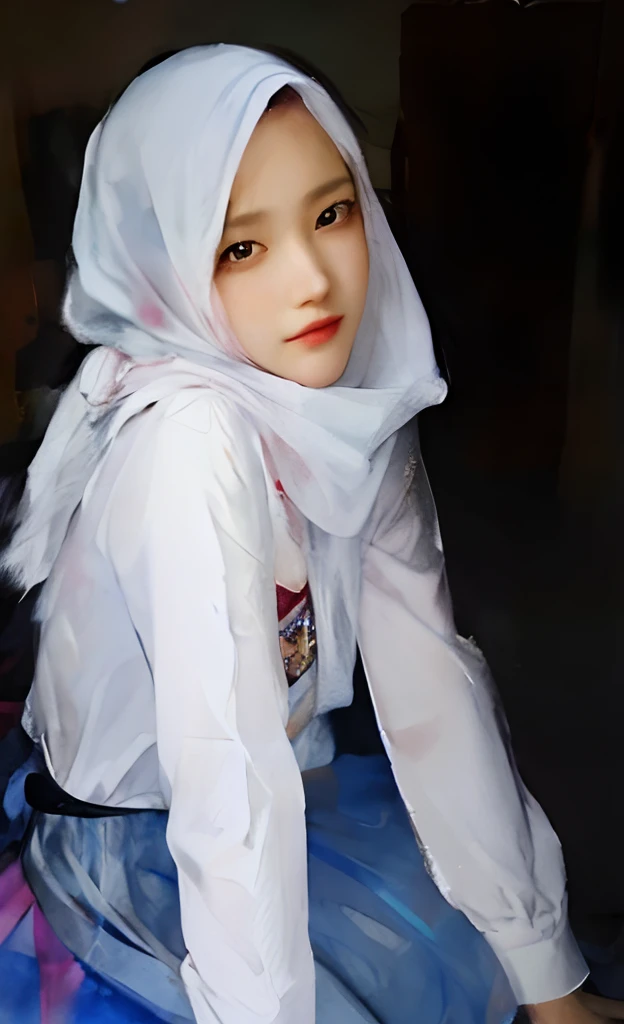 stechu,(white background:1.4), ((tachi-e)), original,(illustration:1.1),(best quality),(masterpiece:1.1),(extremely detailed CG unity 8k wallpaper:1.1), (colorful:0.9),(panorama shot:1.4),(solo:1.2), (ink splashing),(color splashing),((watercolor)), clear sharp focus,{ 1girl standing },((korean style )),flower background,outdoors,rocks, looking at viewer, make happy expressions,soft smile,pure,beautyfull detailed face and eyes,beautyfull intricacy clothing decorative pattern details, hijab,black eyes,colorwater,super big breast,huge breast,(P cup),showing breast
