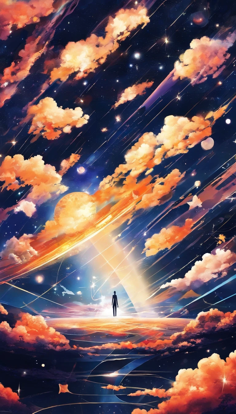 ((Masterpiece)),(Best quality)),Magnificent space image scene,heavenly body,Interstellar,((Huge star gates)),black hole,(((Huge starship))),Spaceship,Shining starry sky,8K,super-fine,high qulity
