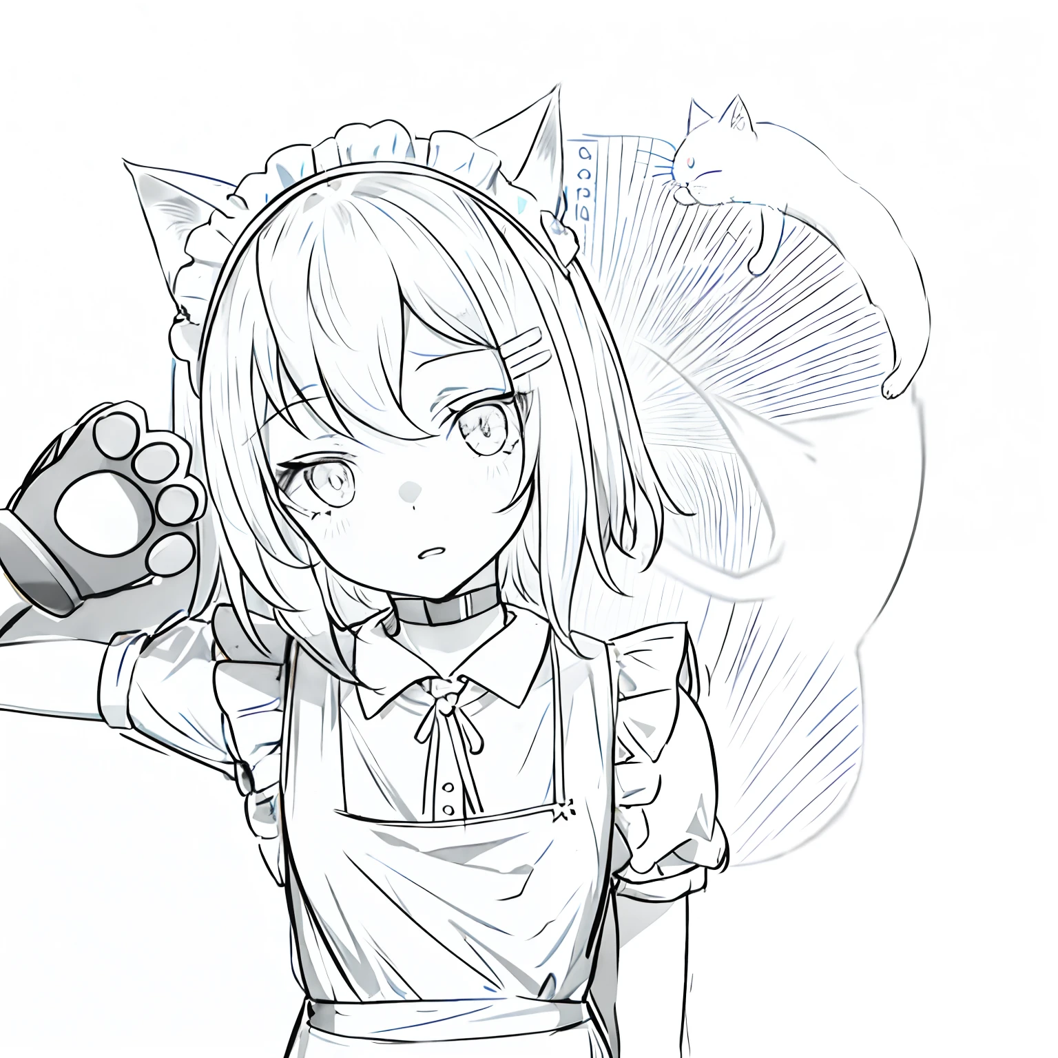 anime character with cat ears and a white dress and a cat tail, cute anime catgirl, anime girl with cat ears, white cat girl, anime catgirl, anime cat girl in a maid costume, girl with cat ears, cat girl, catgirl, fully robotic!! catgirl, beautiful anime catgirl, attractive cat girl, anime moe artstyle, anime cat,lineart