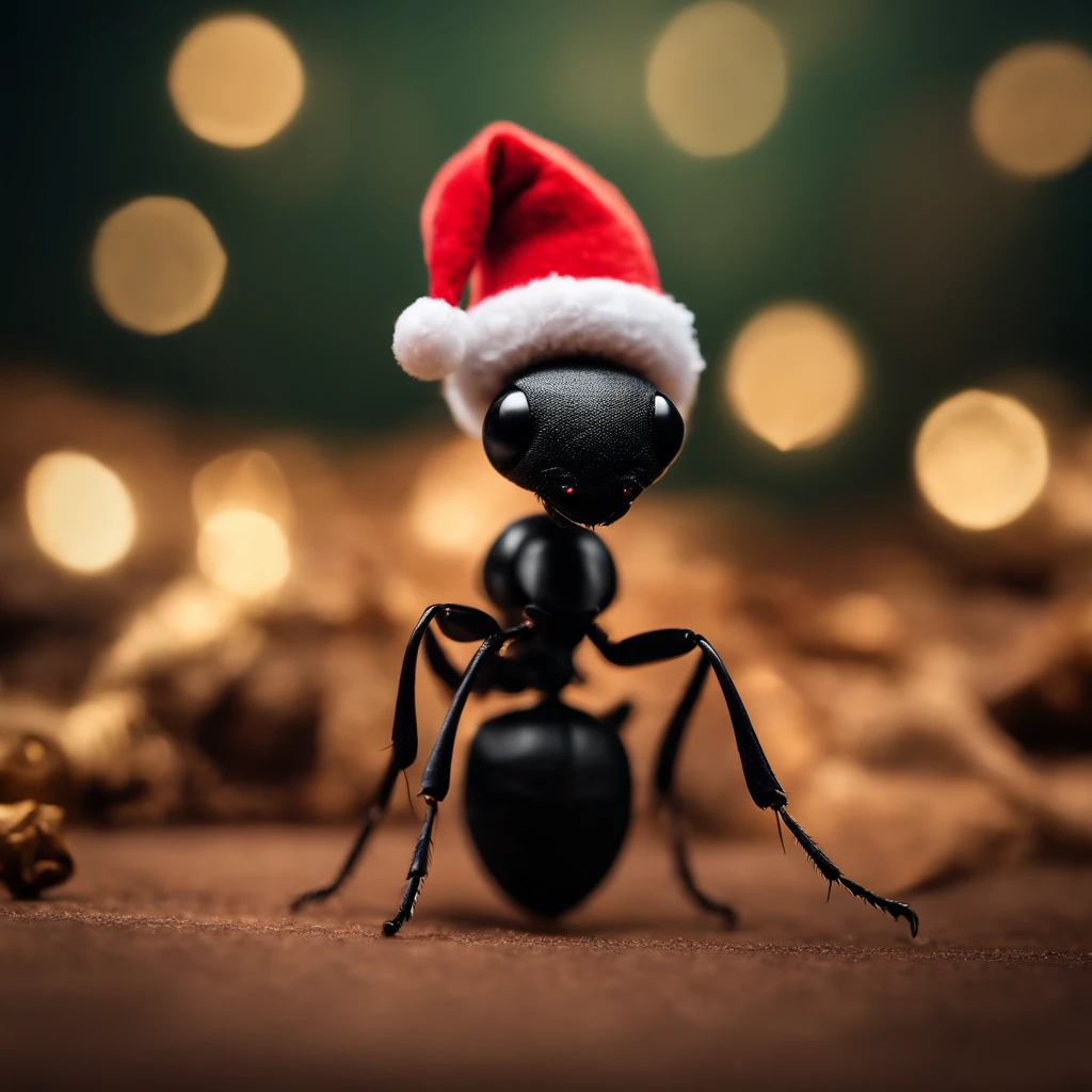 an ant with a Christmas hat