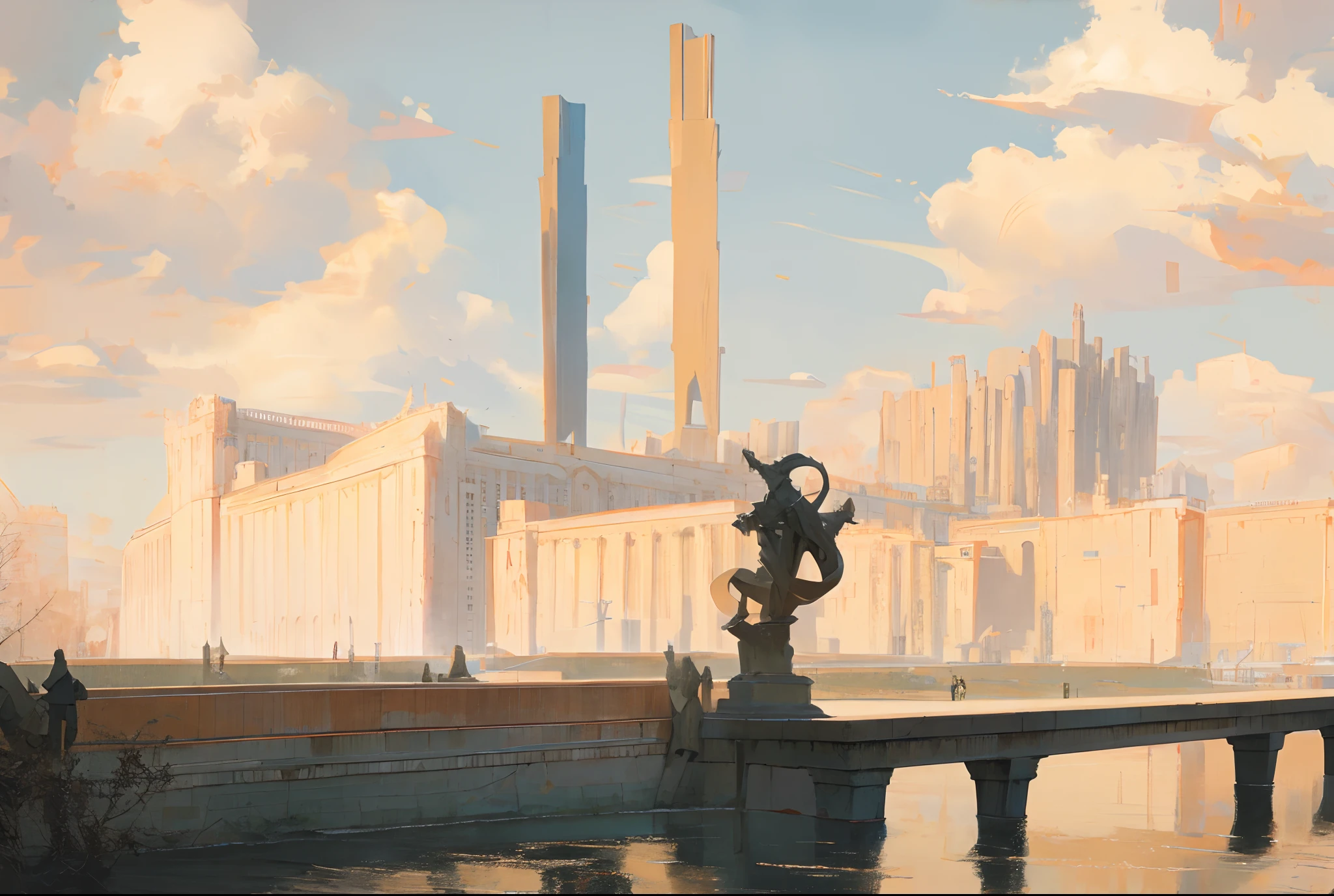Moscow street, there is a large building with a statue in front of it, russian city of the future, inspired by Vladimir Tatlin, city of the future in russia, alexander abdulov, santiago calatrava, sergey vasnev, beautiful russia of the future, aleksander rostov, vladimir krisetskiy, ilya kushinov, ivan shiskin