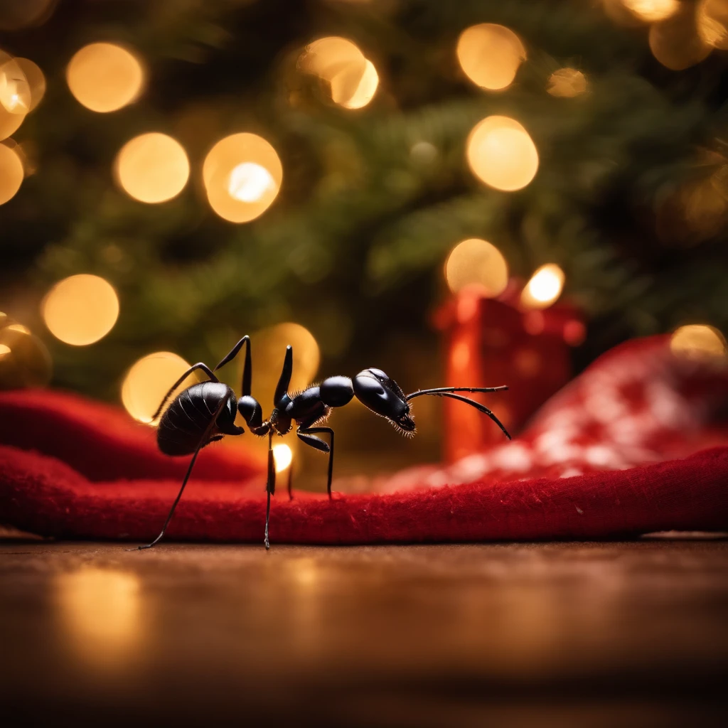 an ant in the Christmas stocking