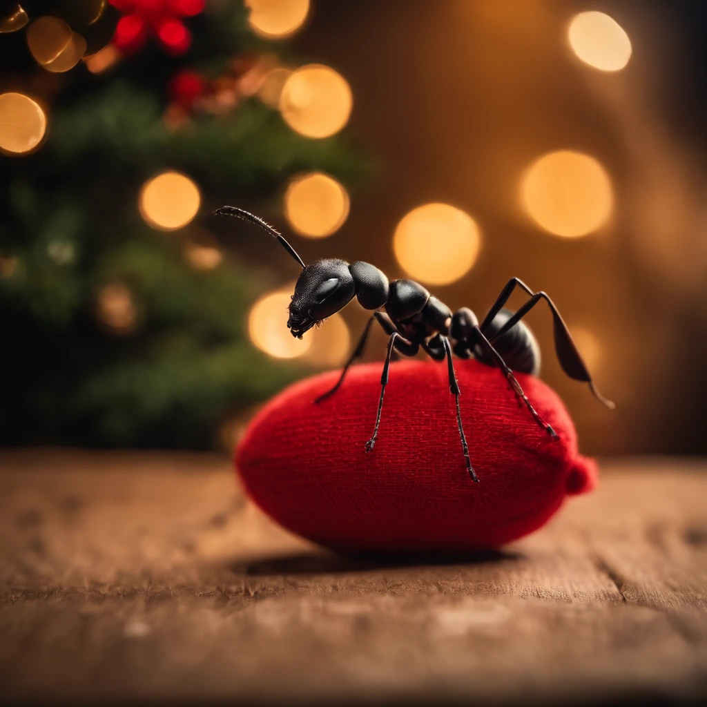 an ant in the Christmas stocking