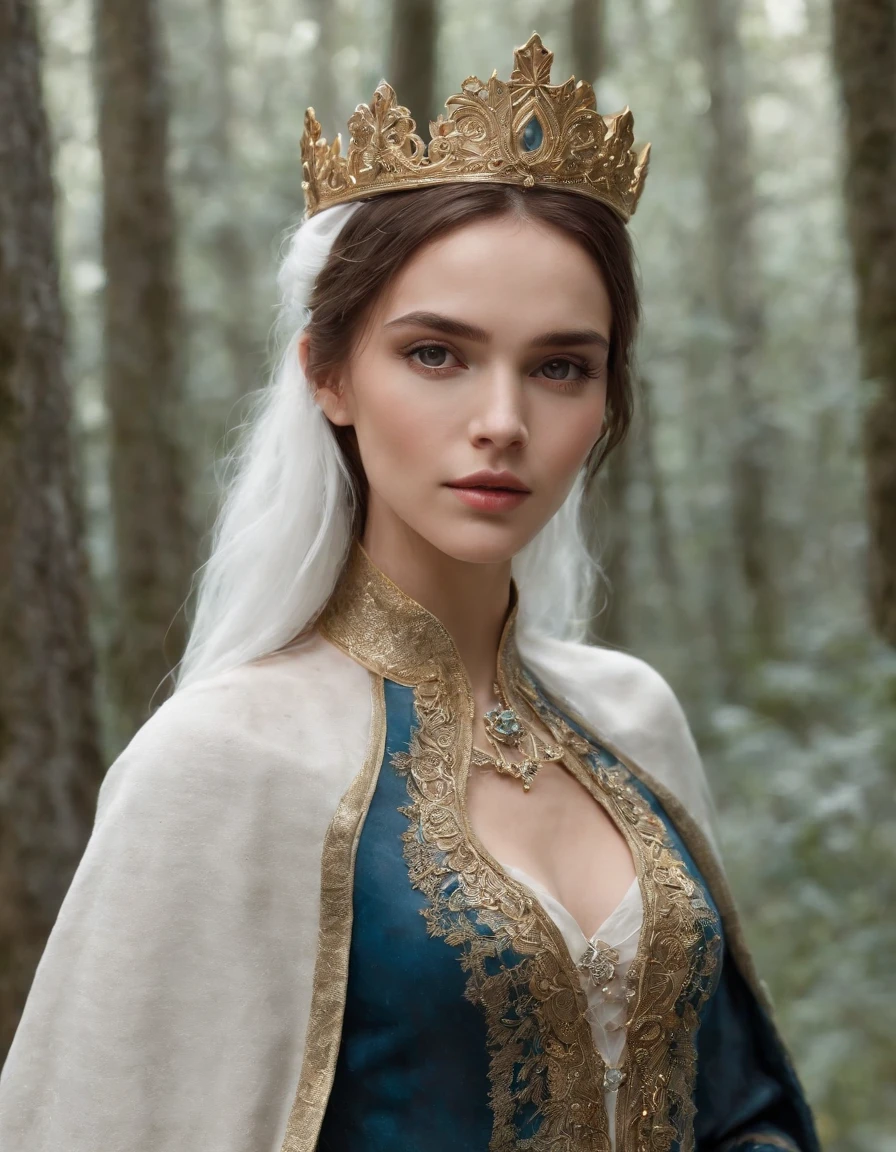 Woman with an ice tiara on her head and a navy blue winter cloak with golden details, broche de floco de neve. longos cabelos pretos. rainha do inverno, princesa elfa, retrato de uma rainha elfa, rainha elfa, princesa inverno, uma rainha elfa, artgerm em artstation pixiv, bela e elegante rainha elfa, corpo inteiro. Standing in the snow in front of a large icy castle. Personagem de RPG. Era medieval. Mulher elfa. Elfa de cabelos ruivos. Olhos azuis. Elfa da floresta. Elfa Guerreira da floresta. Elfa arqueira. Arqueira medieval. Arco e Flecha. Organic Amadura. Armadura verde musgo. soft ilumination. Standing in the middle of the forest. Floresta densa. Cogumelos bioluminescentes. fantastical setting. Luz do dia. Luz solar. realces de cores quentes. Paleta verde azul e amarelo. RPG Character design. modelo ig | artgerm, :: rossdraws, obra de arte no estilo de guweiz, extremamente detalhada artgerm. corpo inteiro, fundo detalhado de um castelo, hiper detalhado, rosto detalhado, foto sincera POV, por lee jeffries, Nikon d850, filme fotografia de estoque ,4 kodak portra 400, F1 camera lens.6, cores ricas, hiper realista, textura realista, lighting dramatic, cinestill 800 (8k, Foto RAW, melhor qualidade, obra-prima: 1.2), ultra-detalhado, (pele altamente detalhada: 1.2), 8k UHD, DSLR, soft ilumination, alta qualidade.modelo ig | artgerm, :: rossdraws, obra de arte no estilo de guweiz, extremamente detalhada artgerm. corpo inteiro, fundo detalhado de um castelo, hiper detalhado, rosto detalhado, foto sincera POV, por lee jeffries, Nikon d850, filme fotografia de estoque ,4 kodak portra 400, F1 camera lens.6, cores ricas, hiper realista, textura realista, lighting dramatic, cinestill 800